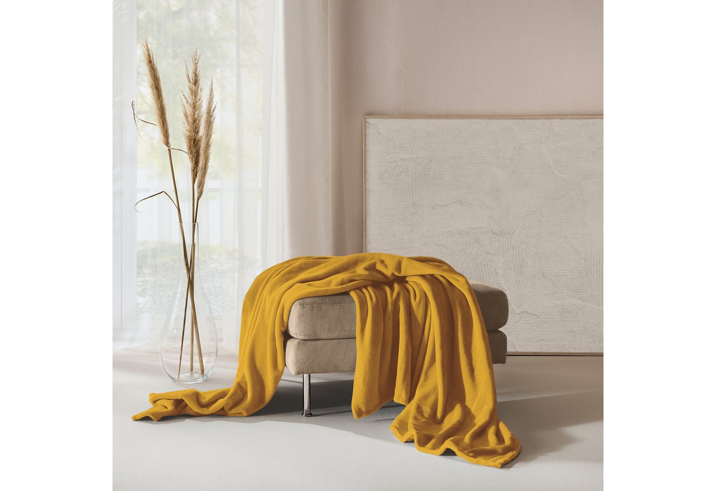 Wohndecke Wohndecke "Salerno", Erwin Müller, Teddy-Fleece Uni – Bild 3 von 5