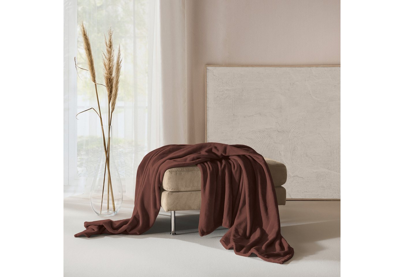 Wohndecke Wohndecke "Salerno", Erwin Müller, Teddy-Fleece Uni – Bild 3 von 5