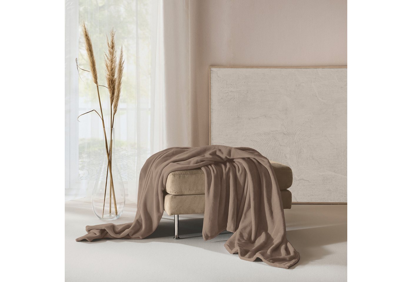 Wohndecke Wohndecke "Salerno", Erwin Müller, Teddy-Fleece Uni – Bild 3 von 5