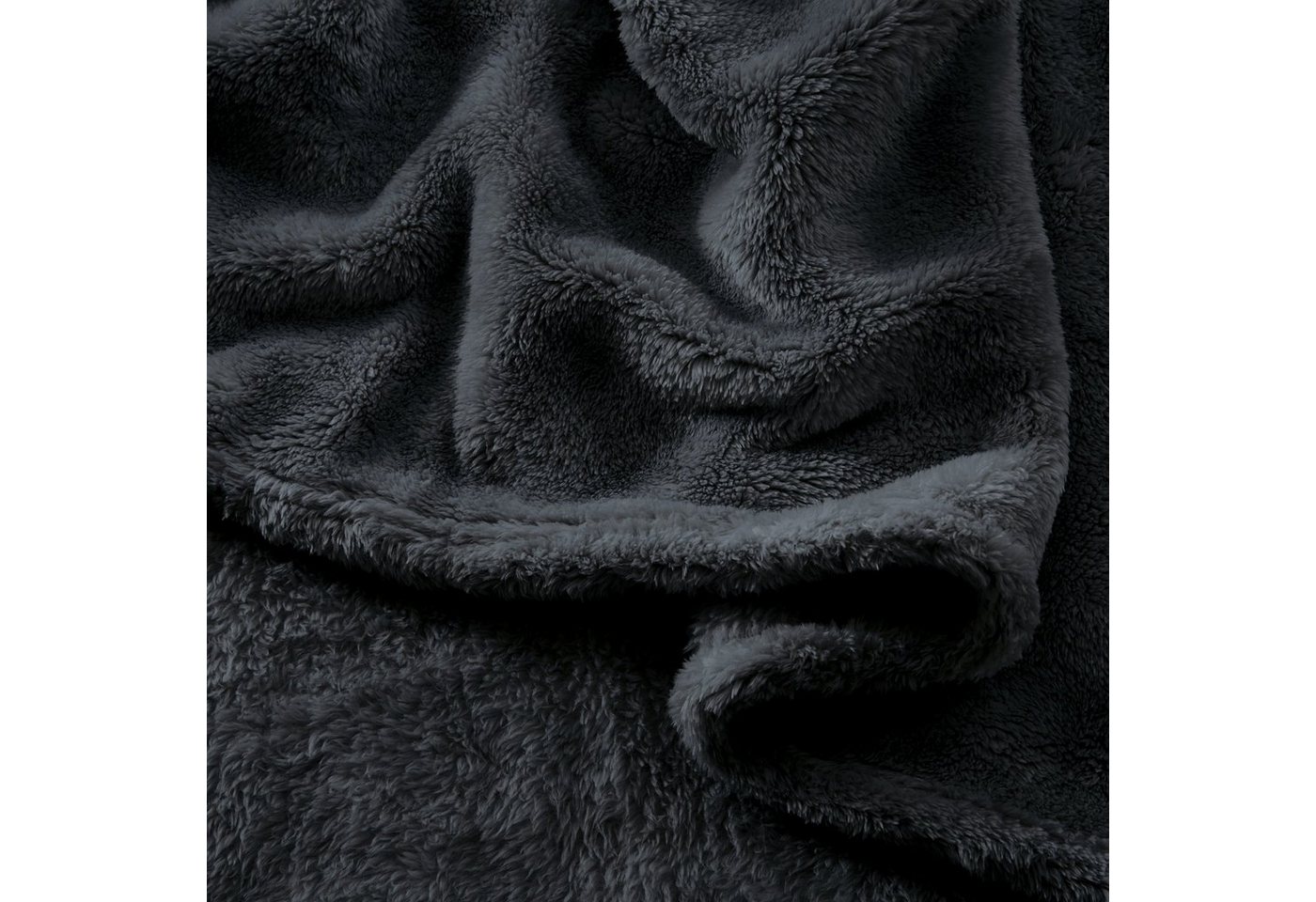 Wohndecke Wohndecke "Salerno", Erwin Müller, Teddy-Fleece Uni – Bild 5 von 5
