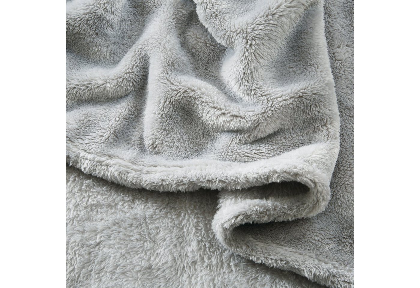 Wohndecke Wohndecke "Salerno", Erwin Müller, Teddy-Fleece Uni – Bild 4 von 5