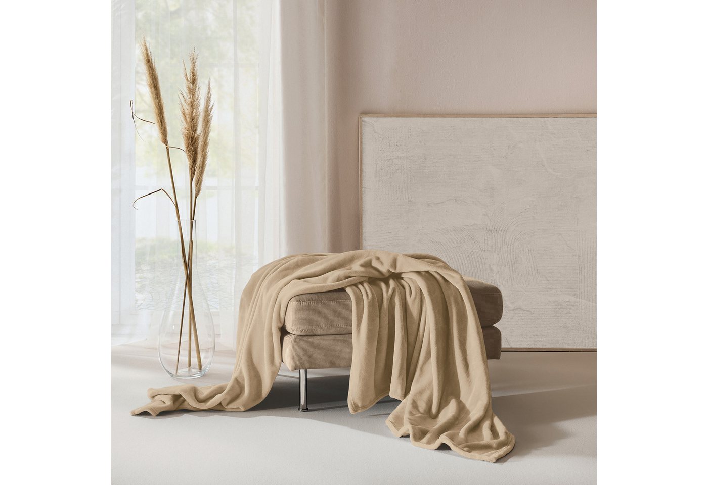 Wohndecke Wohndecke "Salerno", Erwin Müller, Teddy-Fleece Uni – Bild 3 von 5