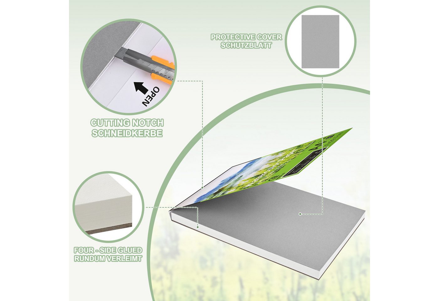 ESENG Aquarellpapier Premium Aquarellpapier, ARTIST WP-300B, 100% Baumwolle, A2/A3/A4/A5 – Bild 2 von 5