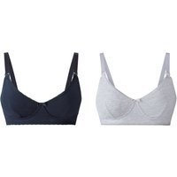 ESMARA® 2 Damen Still-BHs (marine/grau, 85D)