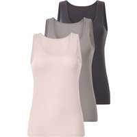 ESMARA® Damen Achselhemden, 3 Stück (dunkelgrau/grau/rosa, L(44/46))