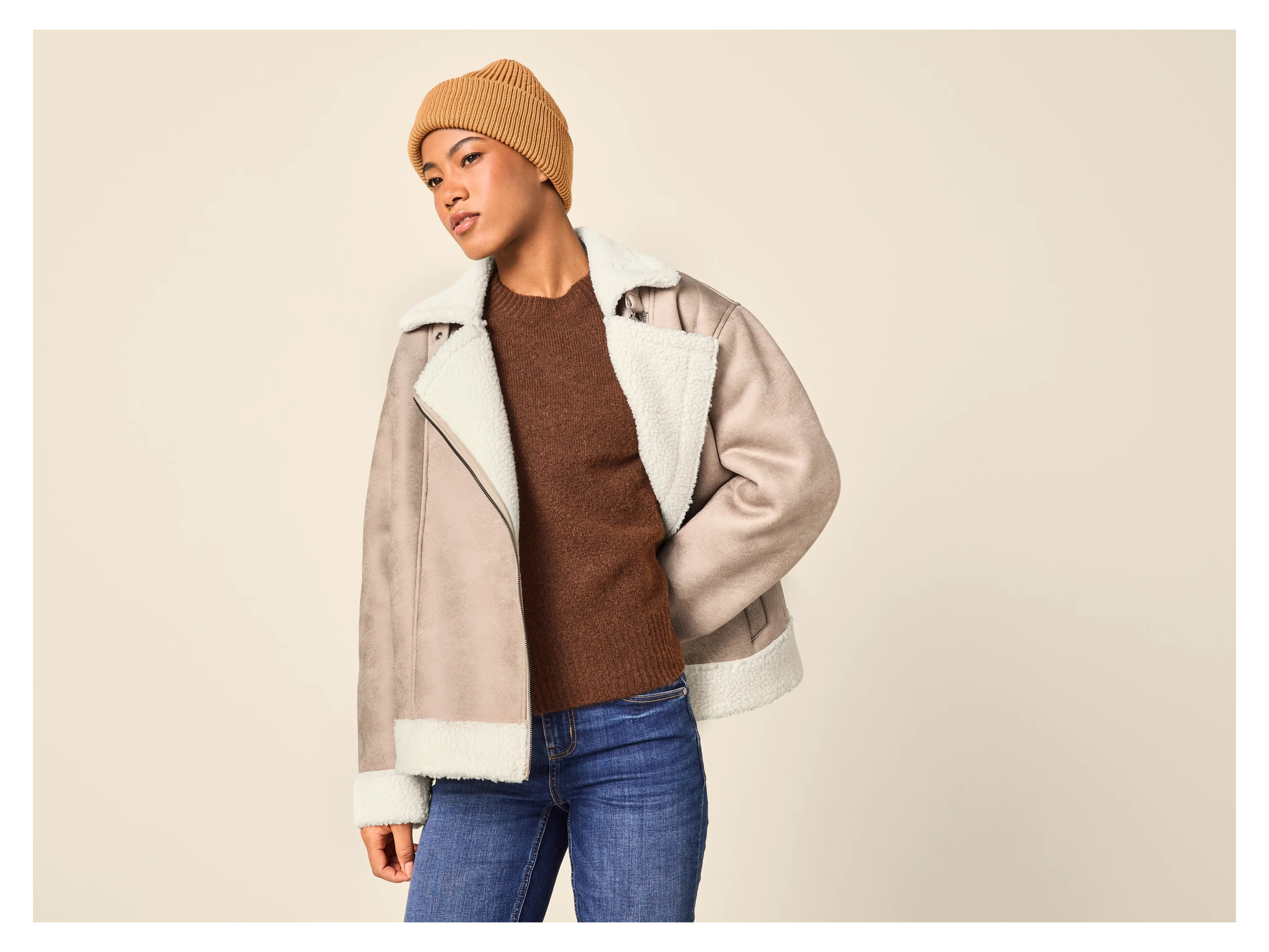 ESMARA® Damen Bikerjacke (Beige, S(36/38)) – Bild 2 von 4