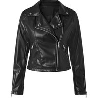 ESMARA® Damen Bikerjacke / Bomberjacke, in modischer Lederoptik (Schwarz, 34)