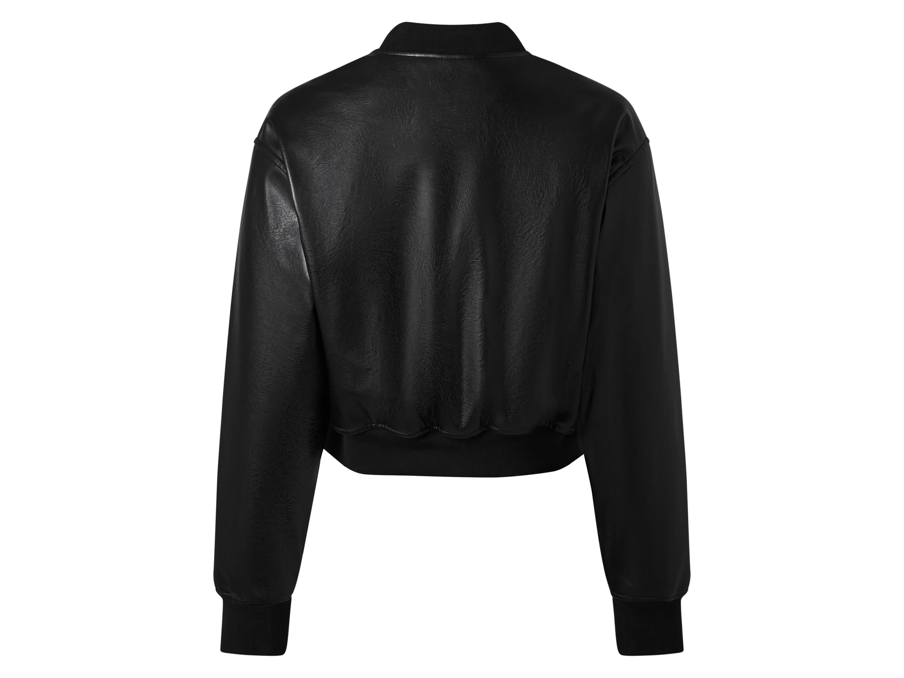 ESMARA® Damen Bikerjacke / Bomberjacke, in modischer Lederoptik (schwarz/Struktur, 40) – Bild 3 von 4