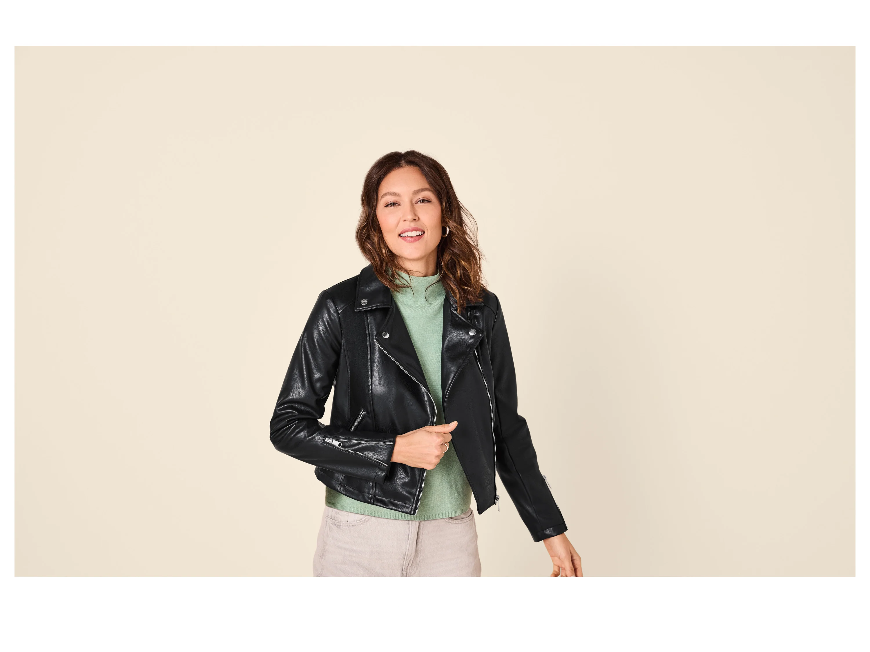 ESMARA® Damen Bikerjacke / Jacke (Schwarz, 42) – Bild 3 von 4