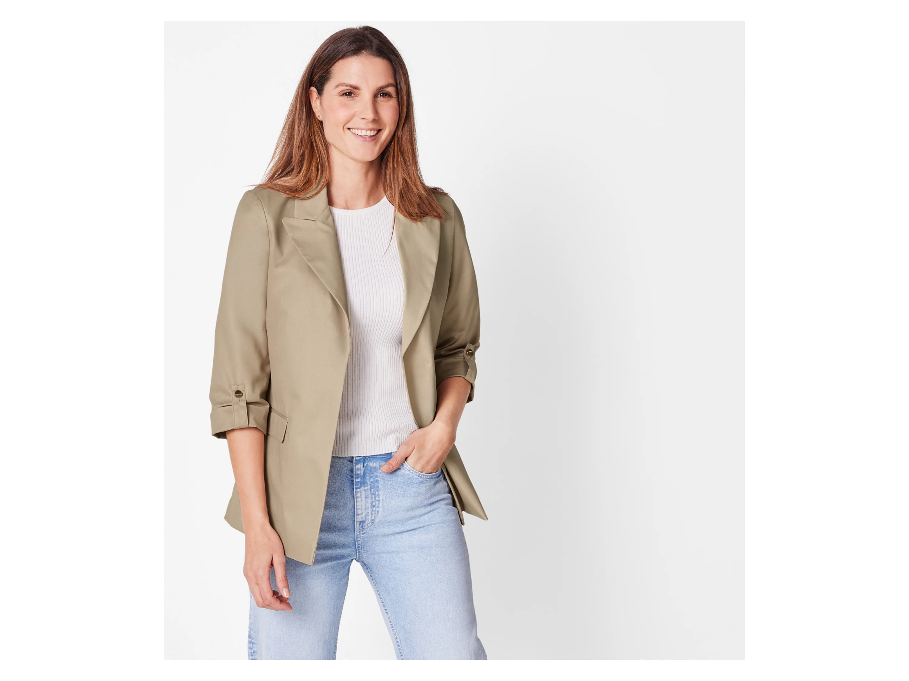 ESMARA® Damen Blazer, mit Eingrifftaschen (Beige, 40) – Bild 2 von 3