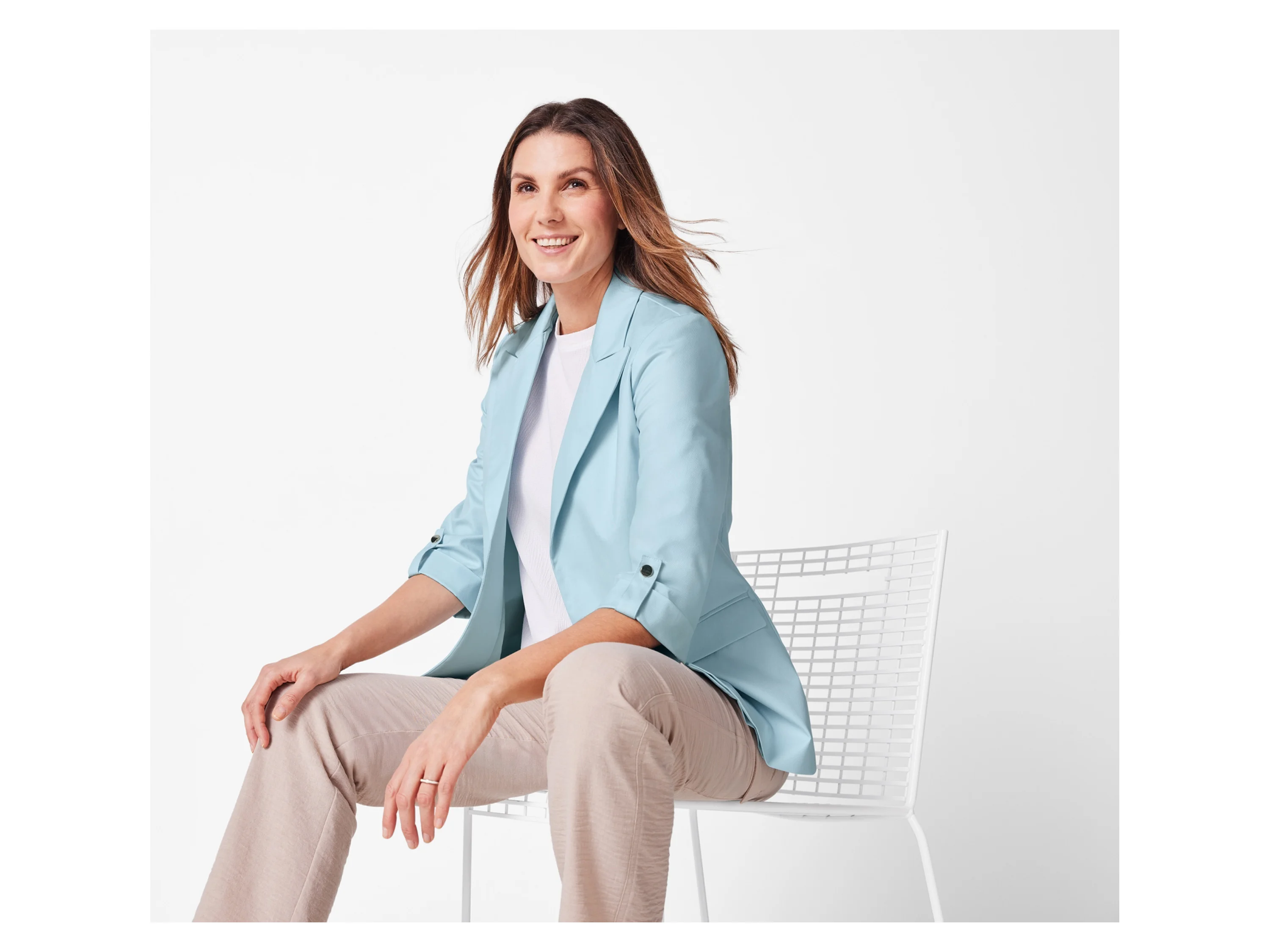 ESMARA® Damen Blazer, mit Eingrifftaschen (Hellblau, 34) – Bild 2 von 4