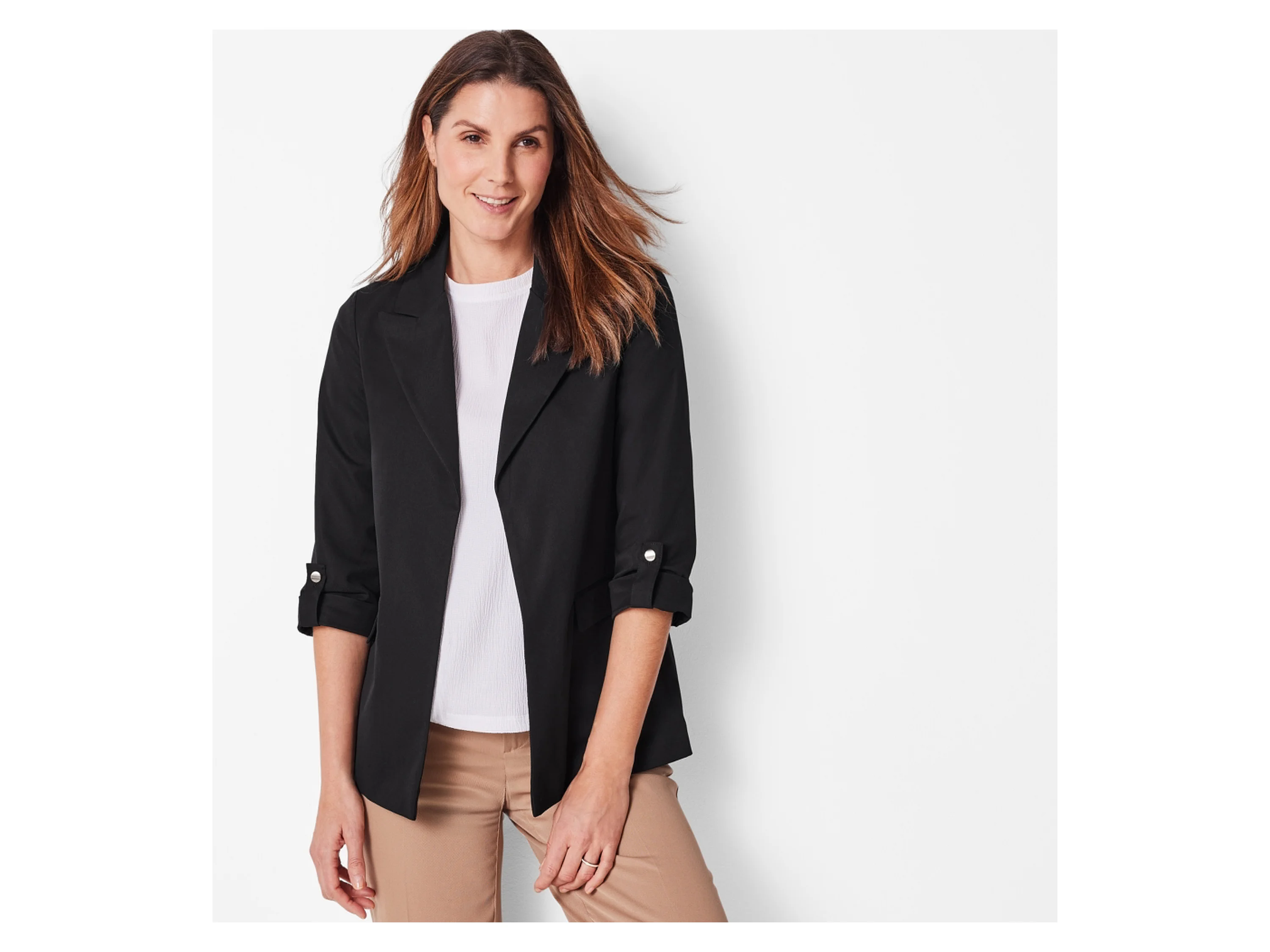 ESMARA® Damen Blazer, mit Eingrifftaschen (Schwarz, 38) – Bild 2 von 4