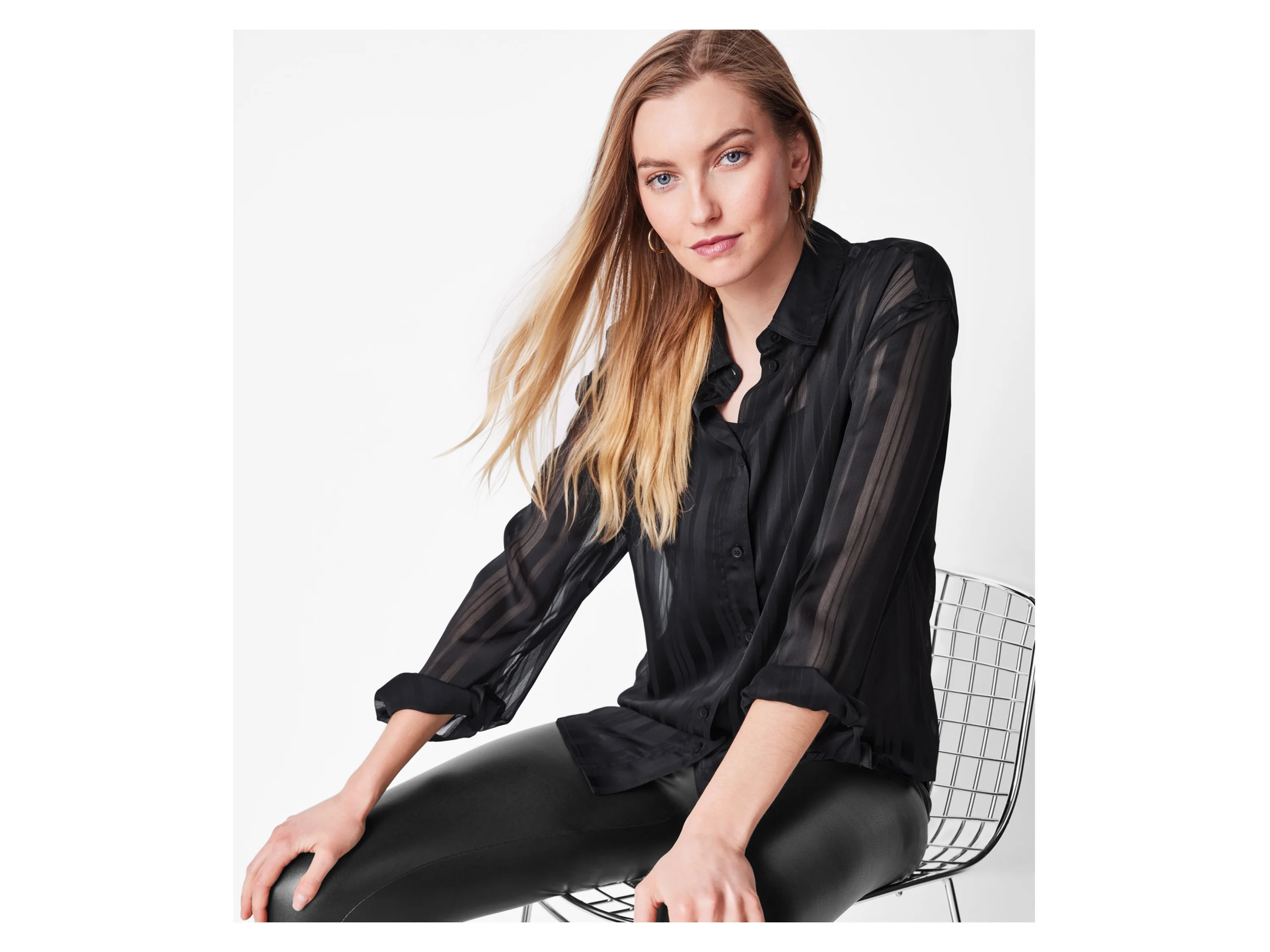 ESMARA® Damen Bluse, leger geschnitten mit abgerundetem Saum (Schwarz, 42) – Bild 2 von 4