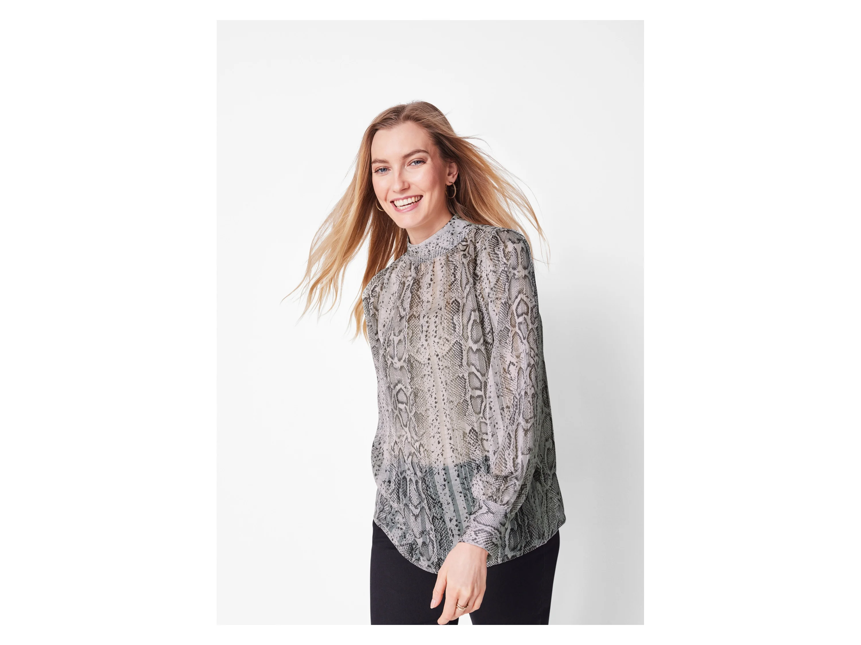 ESMARA® Damen Bluse, leger geschnitten mit abgerundetem Saum (Grau, 38) – Bild 2 von 4