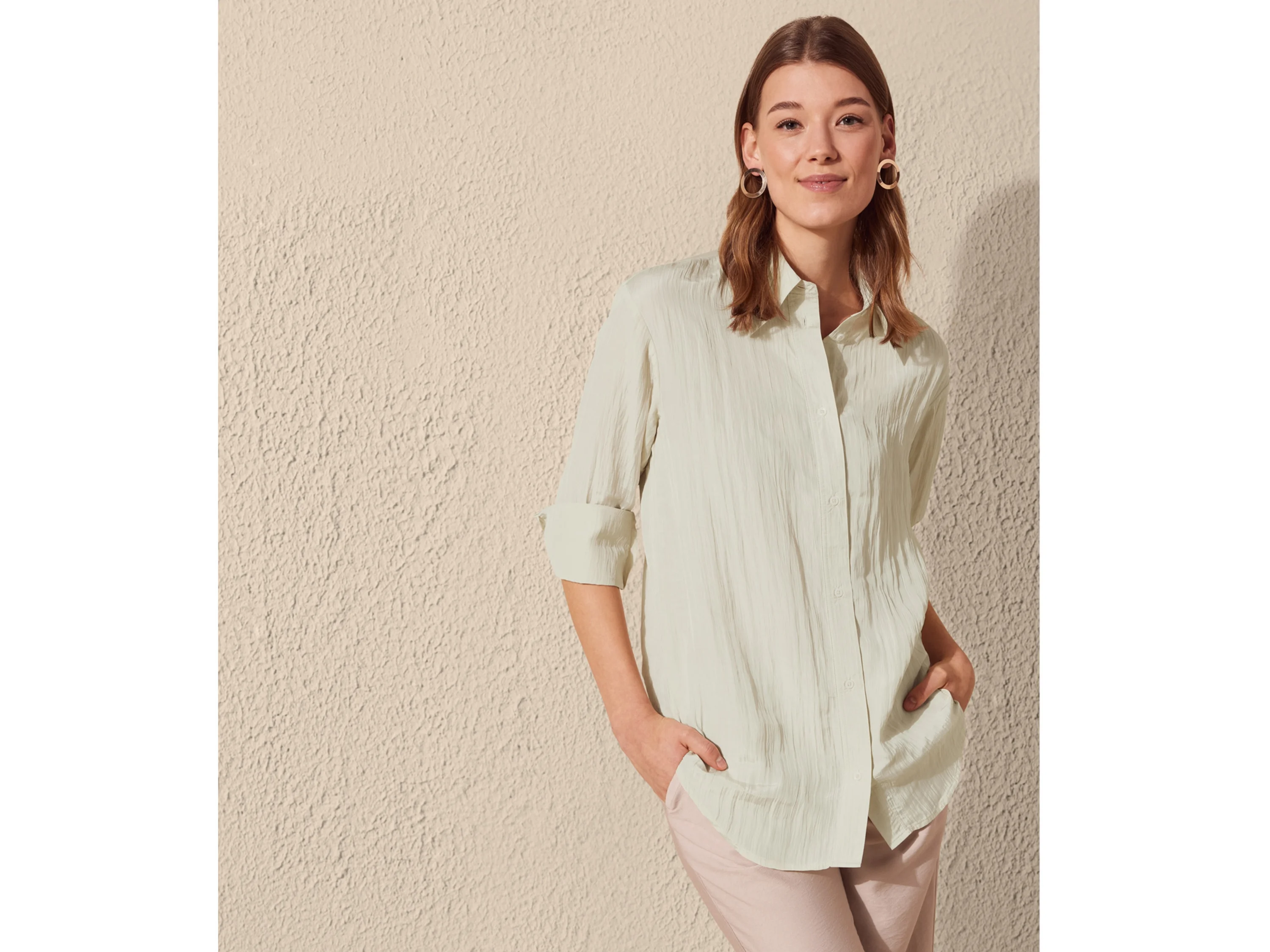 ESMARA® Damen Bluse (Creme, 36) – Bild 2 von 4