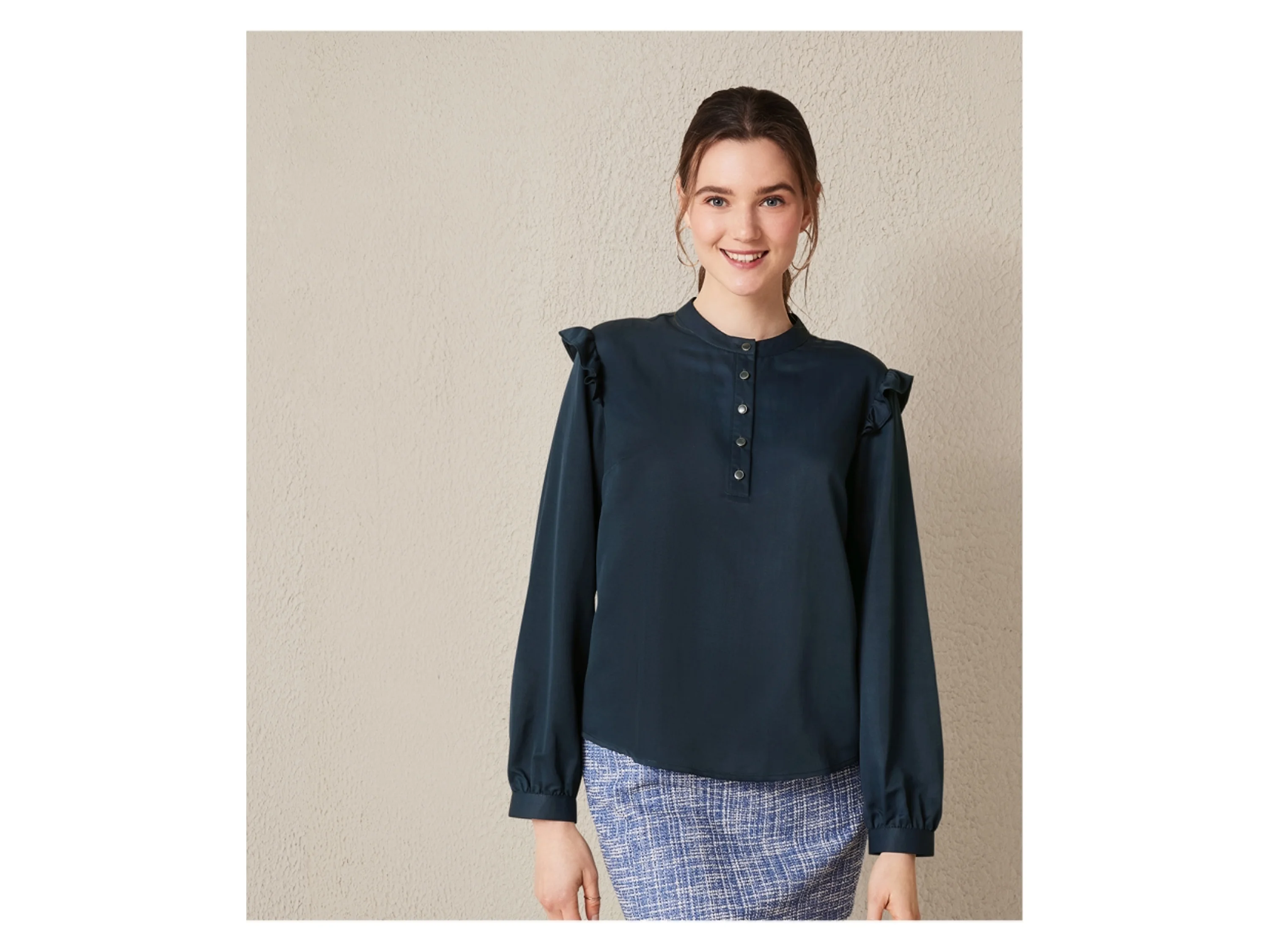 ESMARA® Damen Bluse (Marine, 40) – Bild 2 von 4