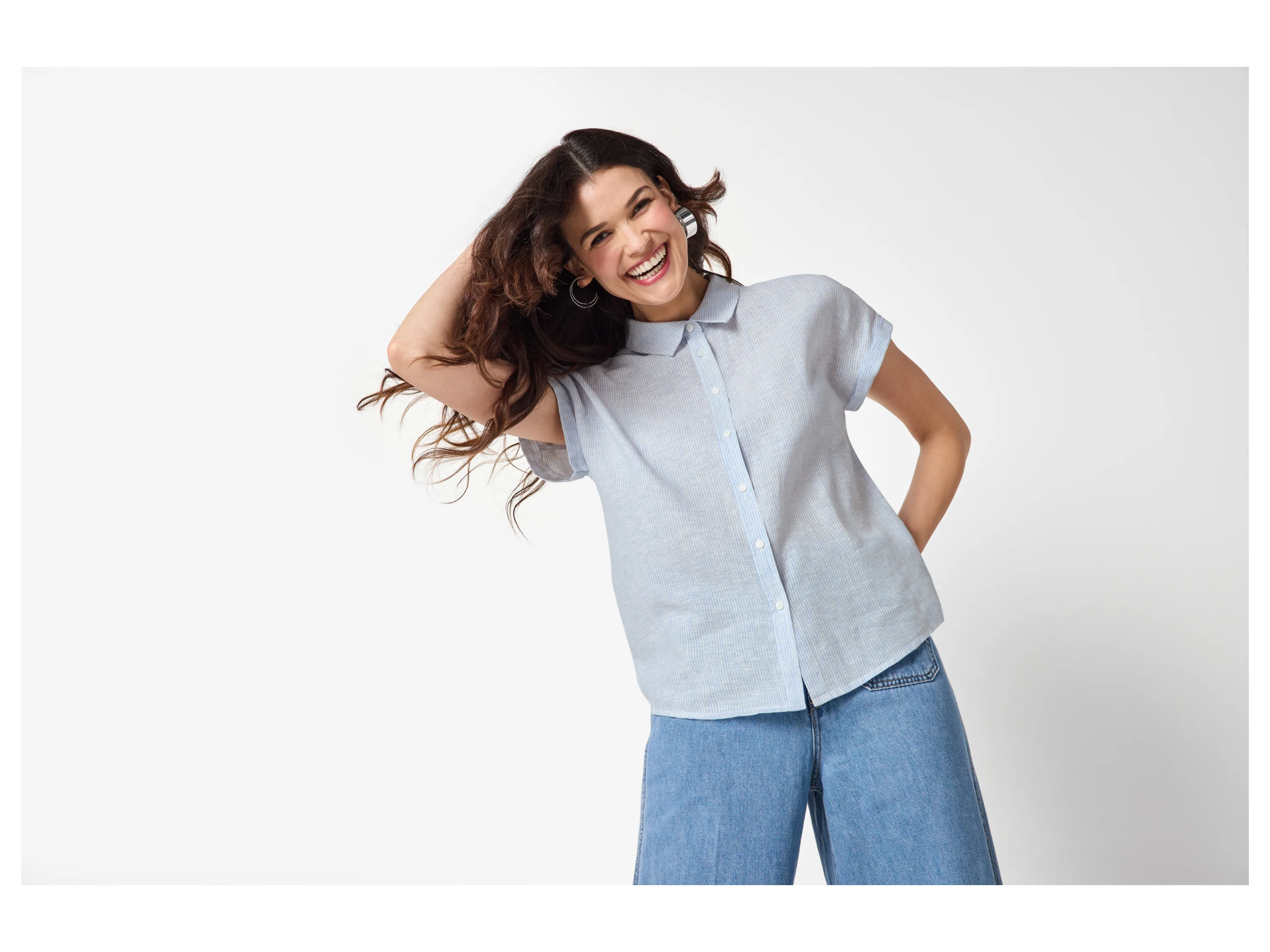 ESMARA® Damen Bluse mit Leinen (Gestreift, M (40/42)) – Bild 2 von 3