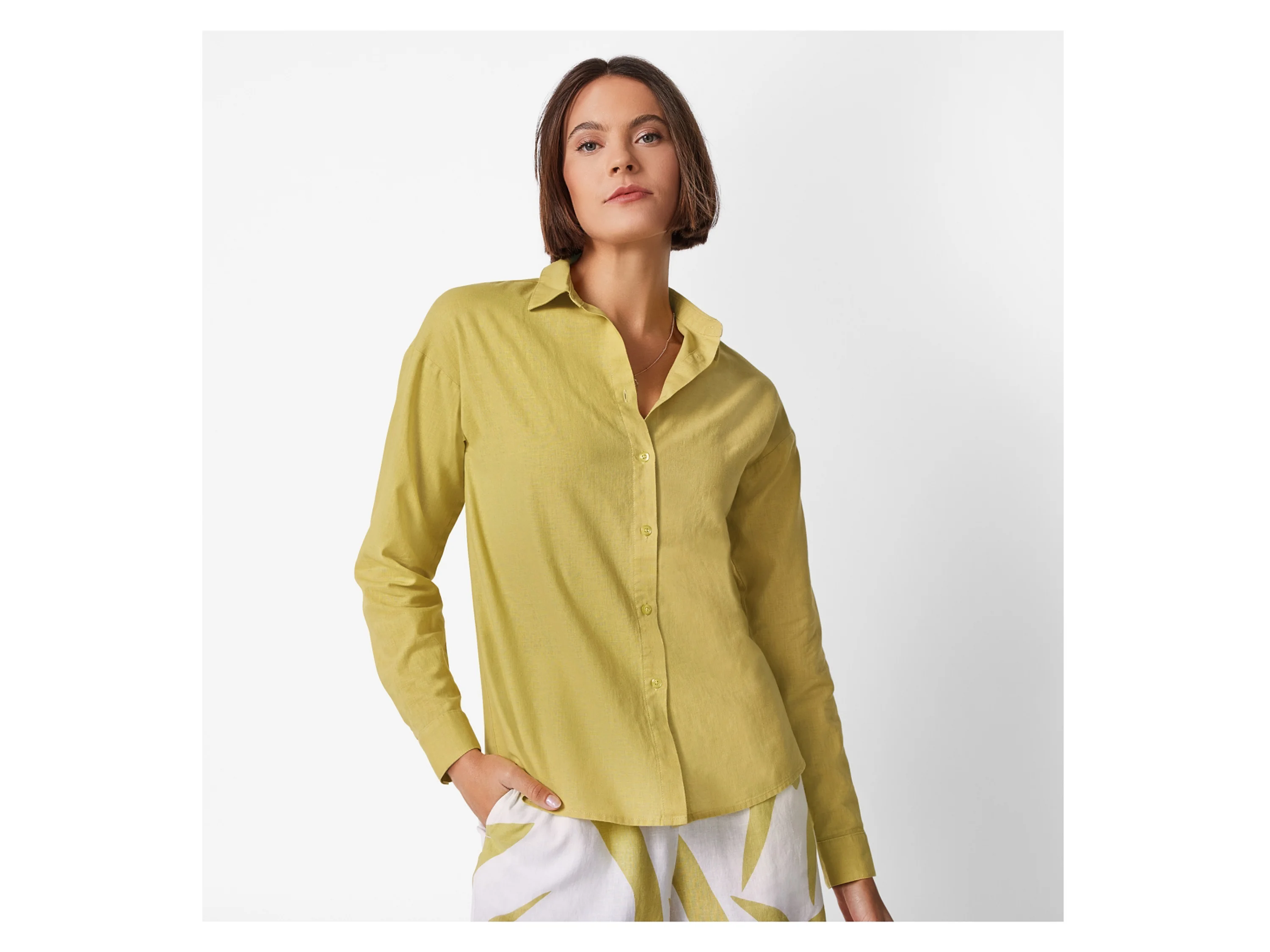 ESMARA® Damen Bluse mit Leinen (Grün, 46) – Bild 2 von 4