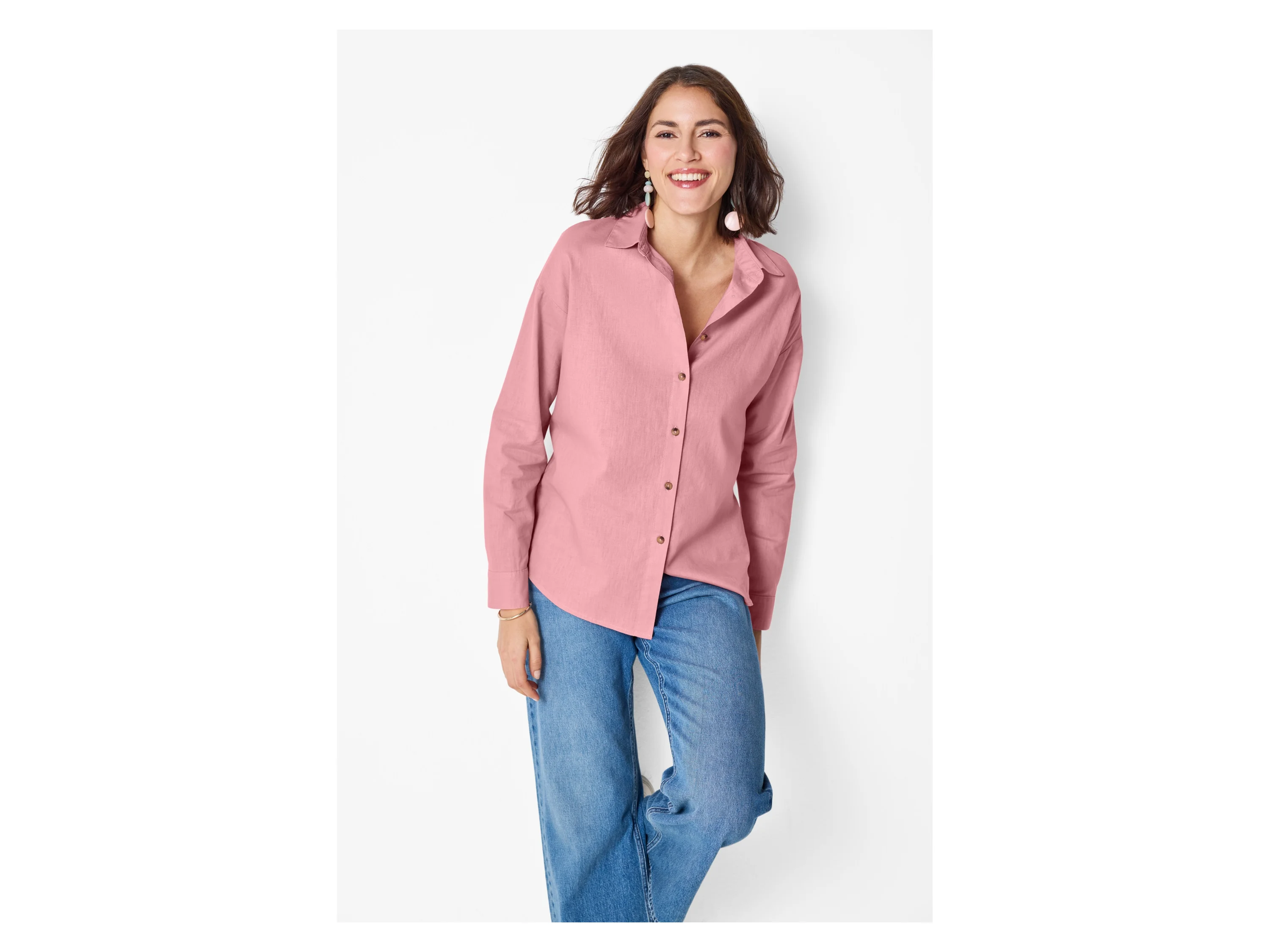 ESMARA® Damen Bluse mit Leinen (Rosa, S(36/38)) – Bild 2 von 3