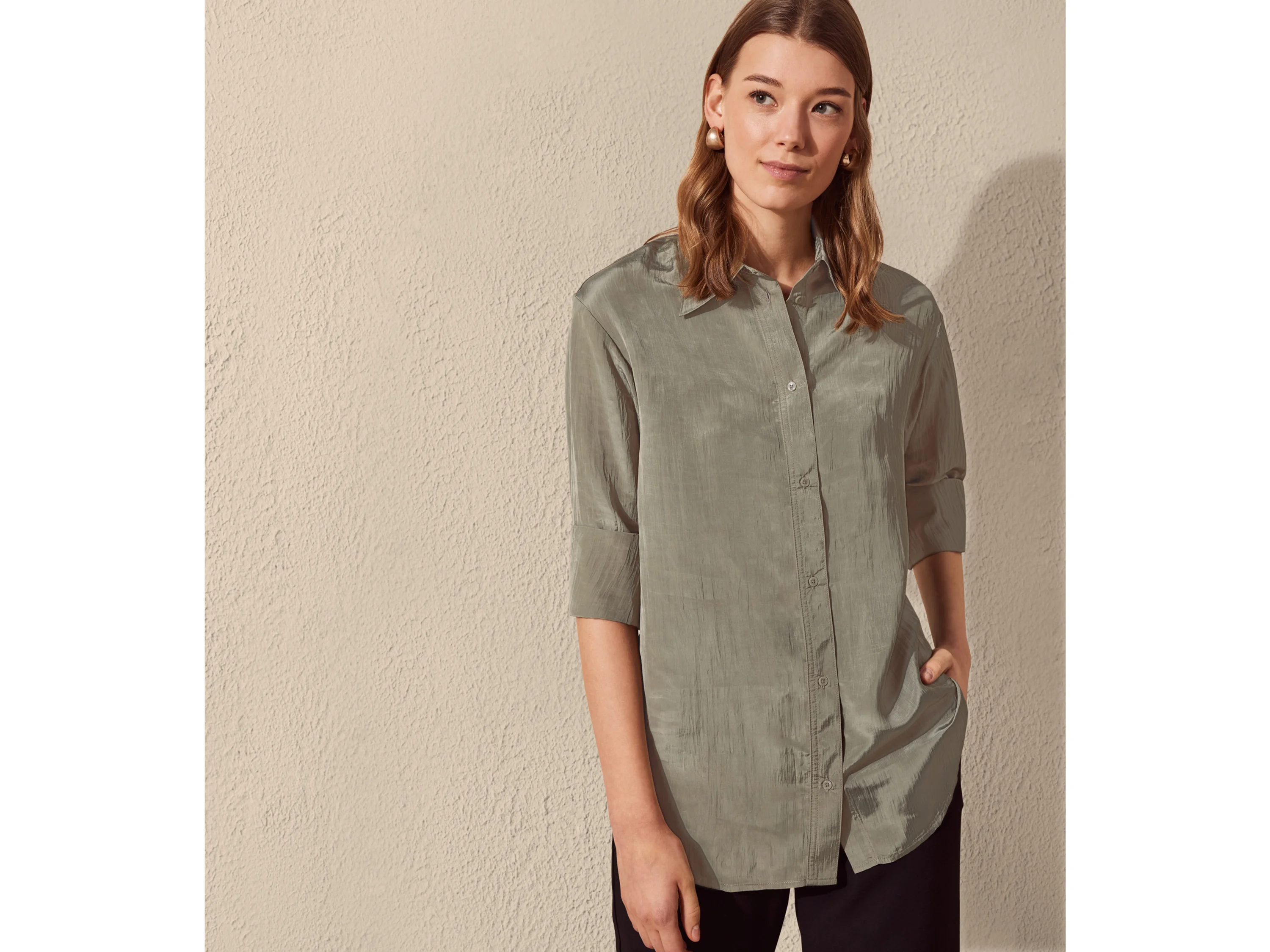 ESMARA® Damen Bluse (Oliv, 38) – Bild 2 von 4