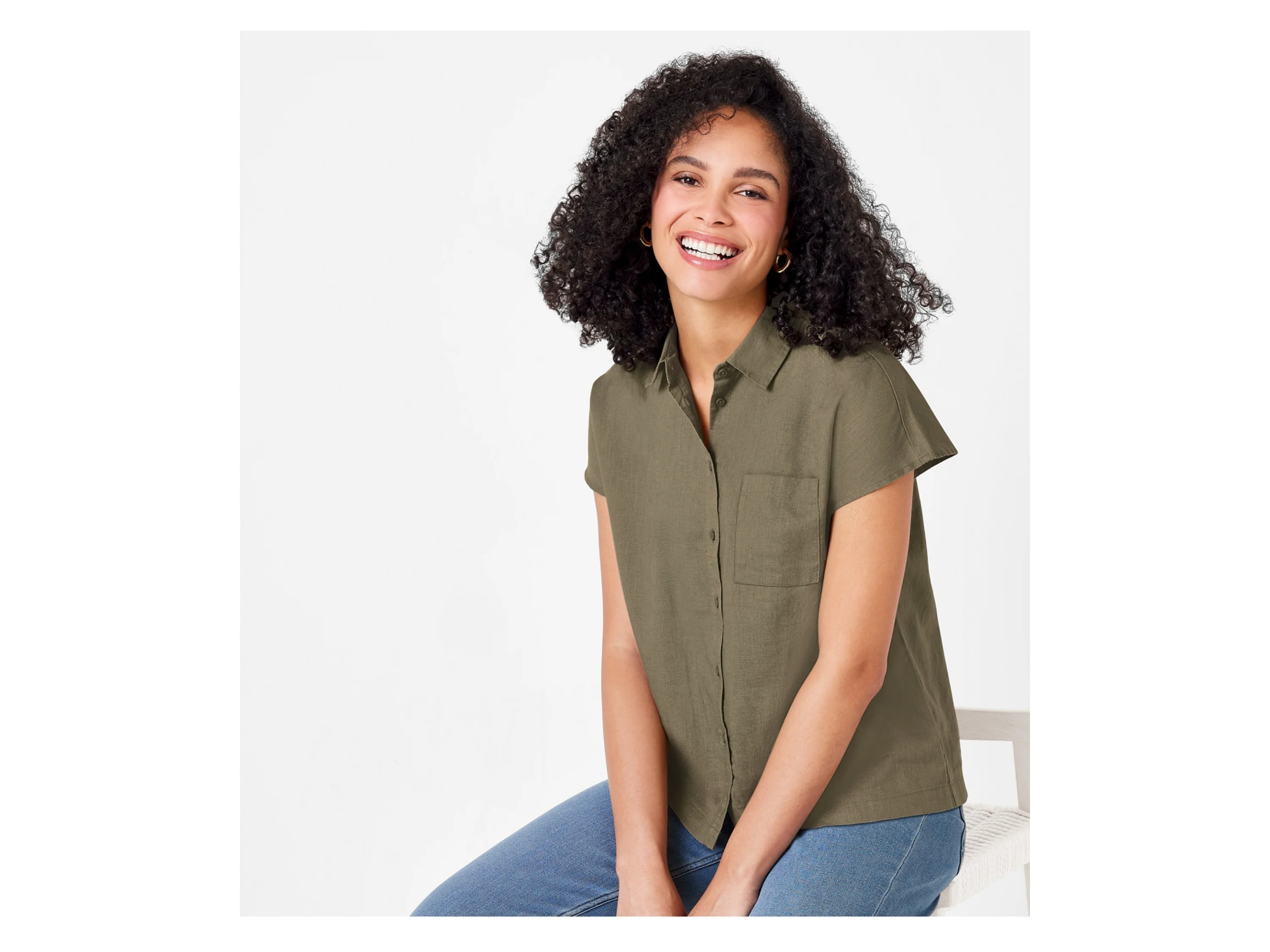 ESMARA® Damen Bluse (Olive, 42) – Bild 2 von 3