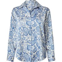 ESMARA® Damen Bluse Satin (weiß/blau, M(40/42))