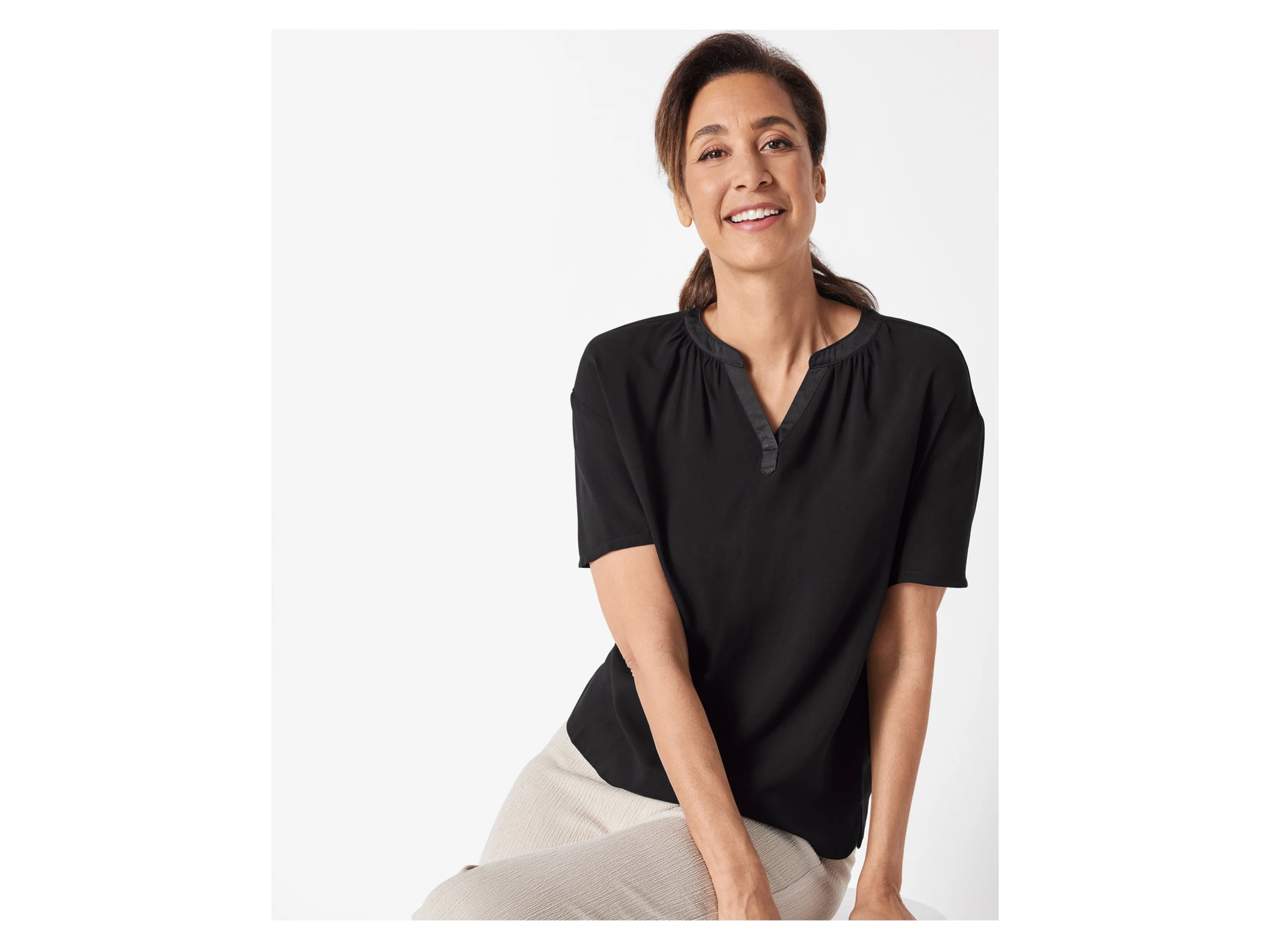 ESMARA® Damen Bluse (Schwarz, 40) – Bild 2 von 4