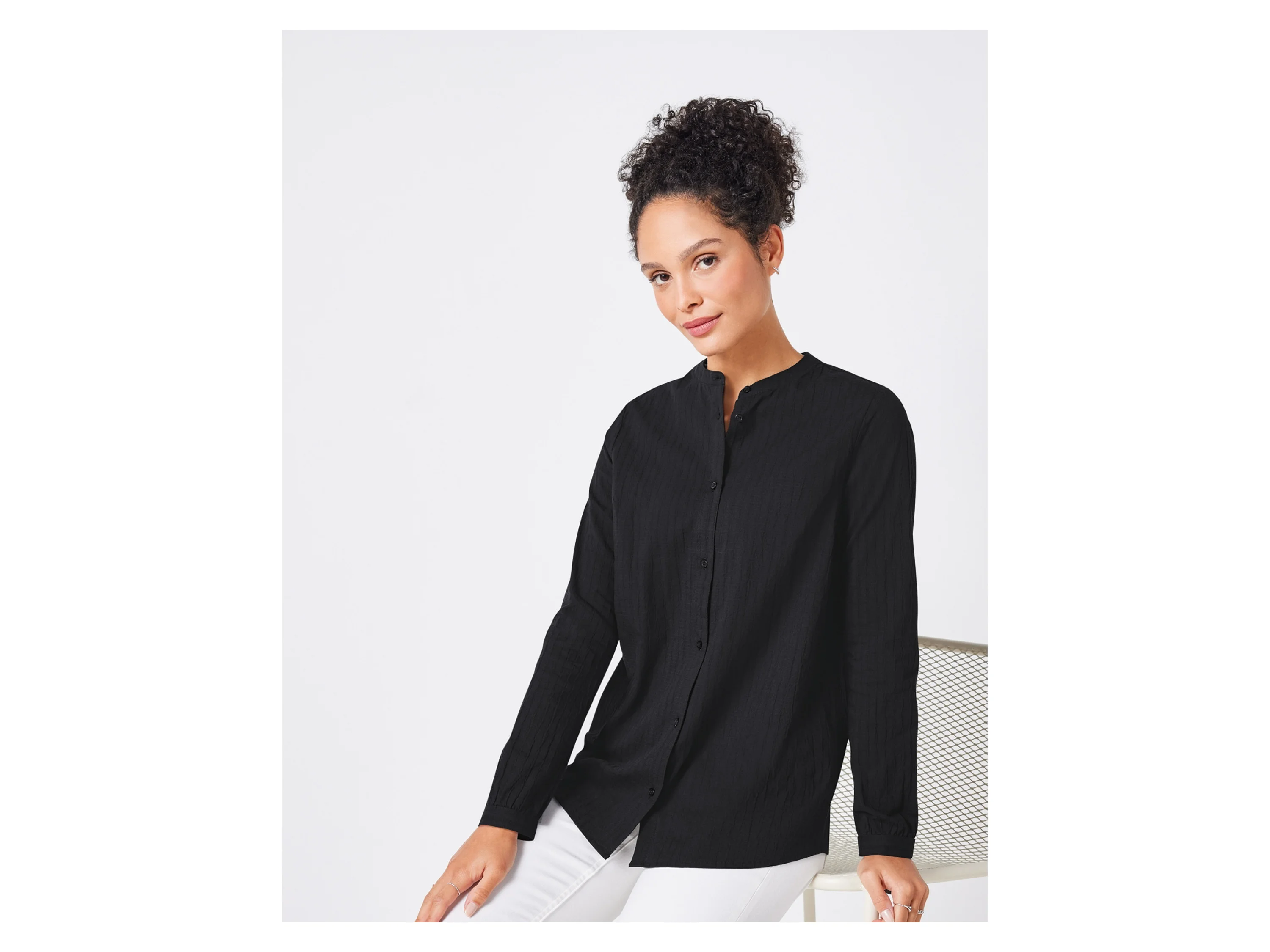 ESMARA® Damen Bluse (Schwarz, 44) – Bild 2 von 4