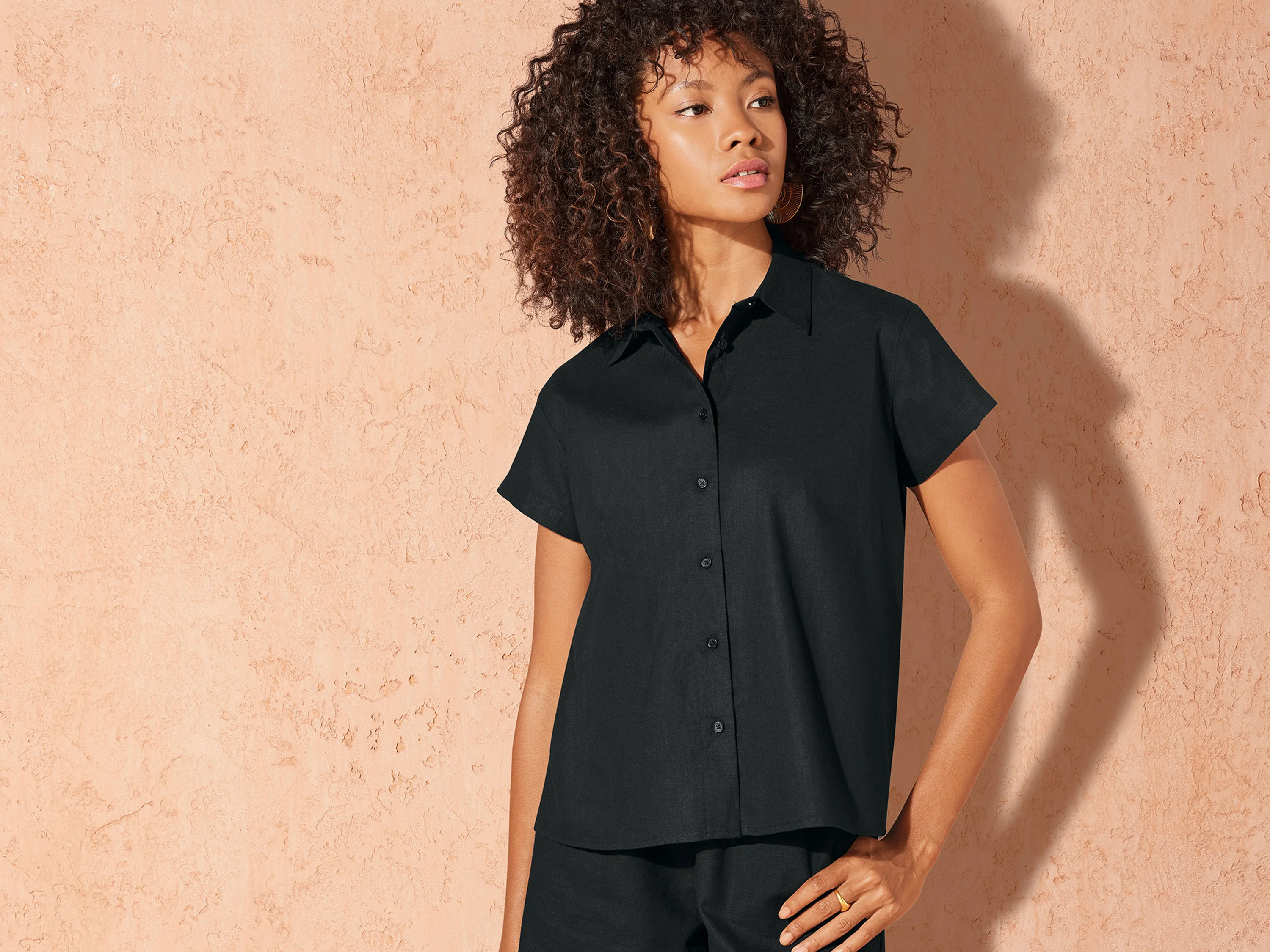 ESMARA® Damen Bluse (Schwarz, 42) – Bild 2 von 3