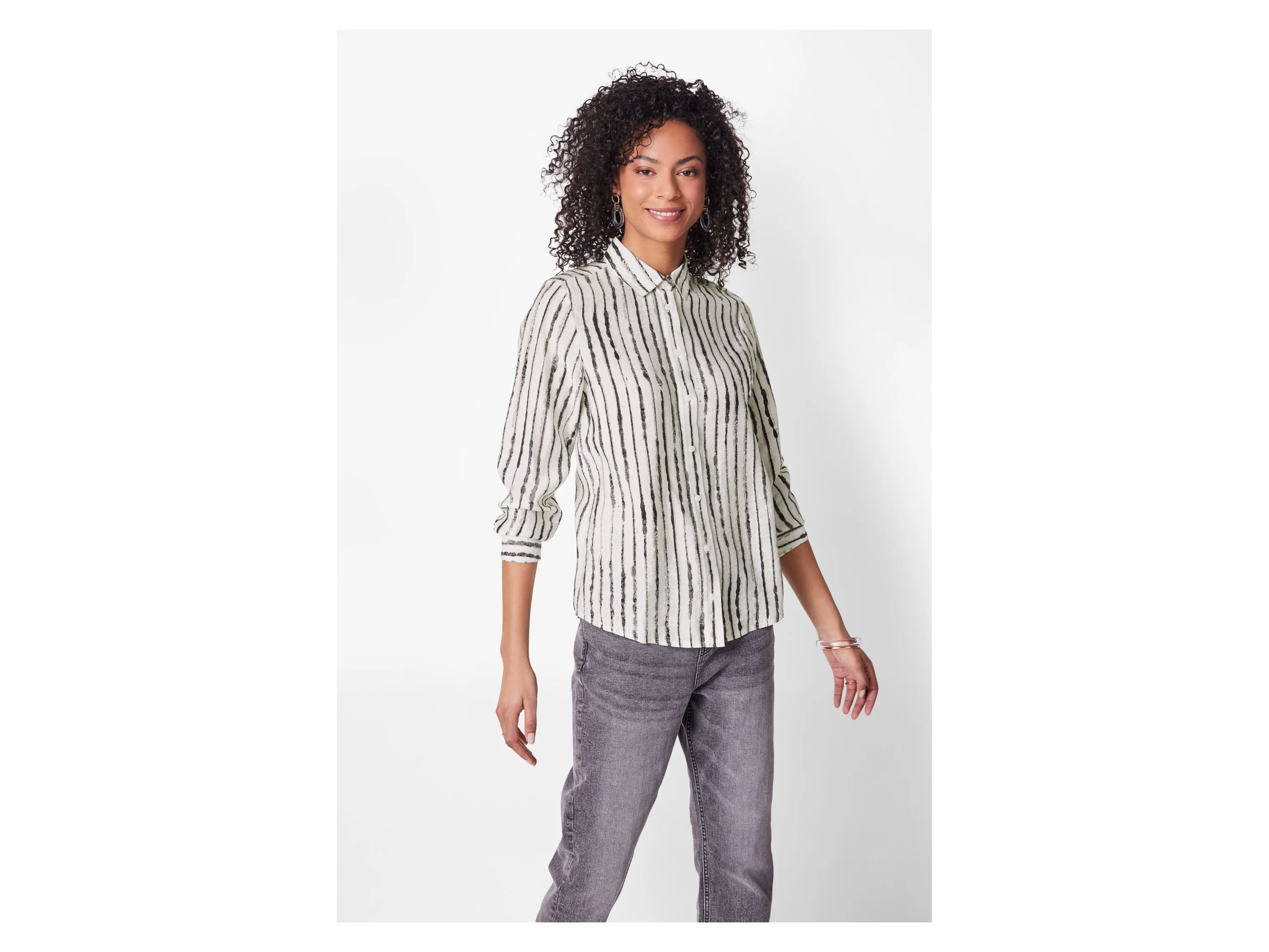 ESMARA® Damen Bluse (Streifen/weiß, 36) – Bild 2 von 4
