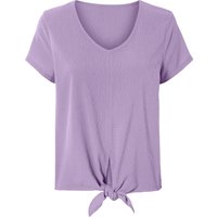 ESMARA® Damen Bluse Struktur mit Knoten (Lila, M (40/42))