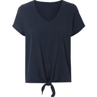 ESMARA® Damen Bluse Struktur mit Knoten (Navy, XS (32/34))