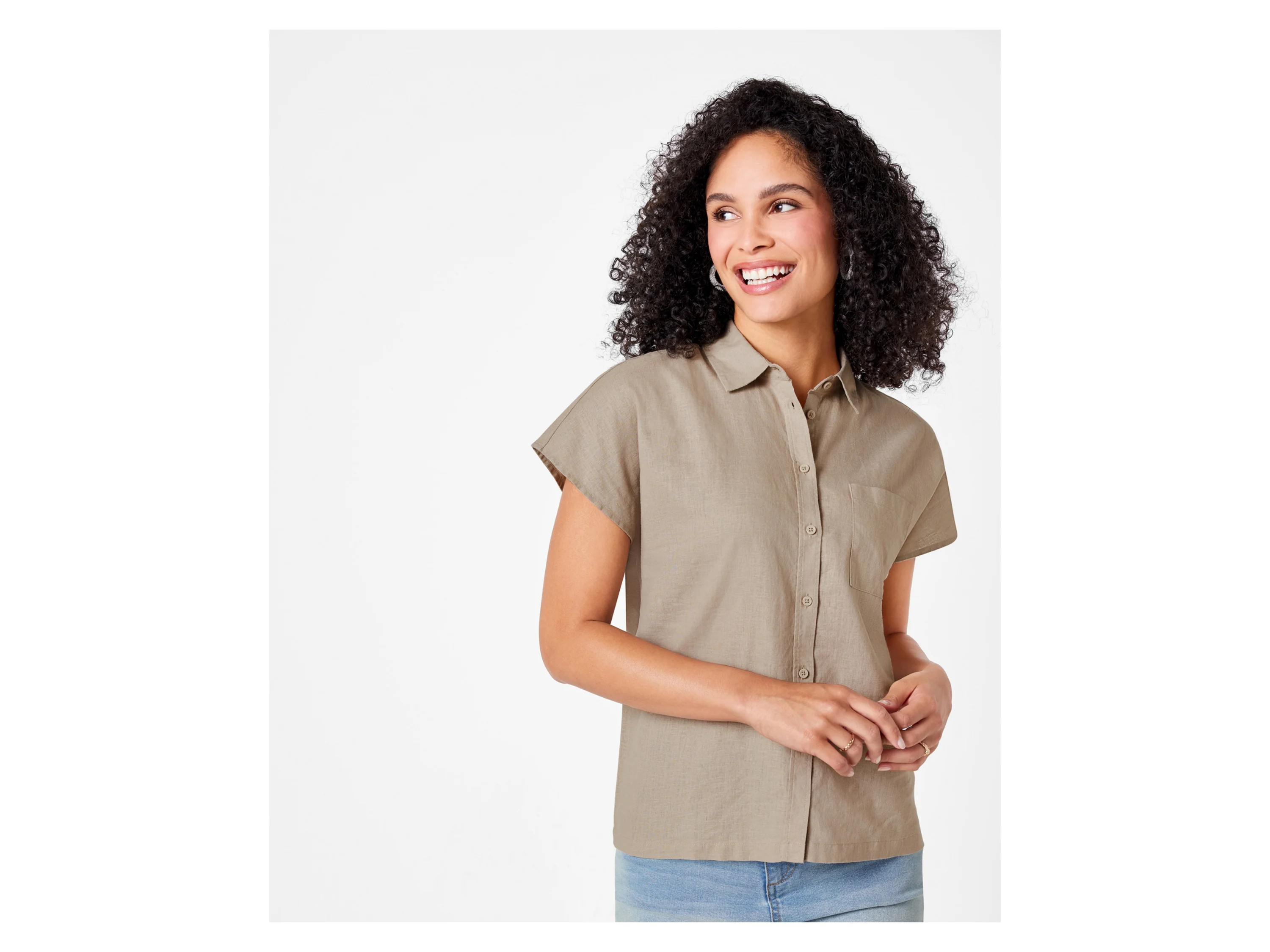 ESMARA® Damen Bluse (Taupe, 42) – Bild 2 von 4