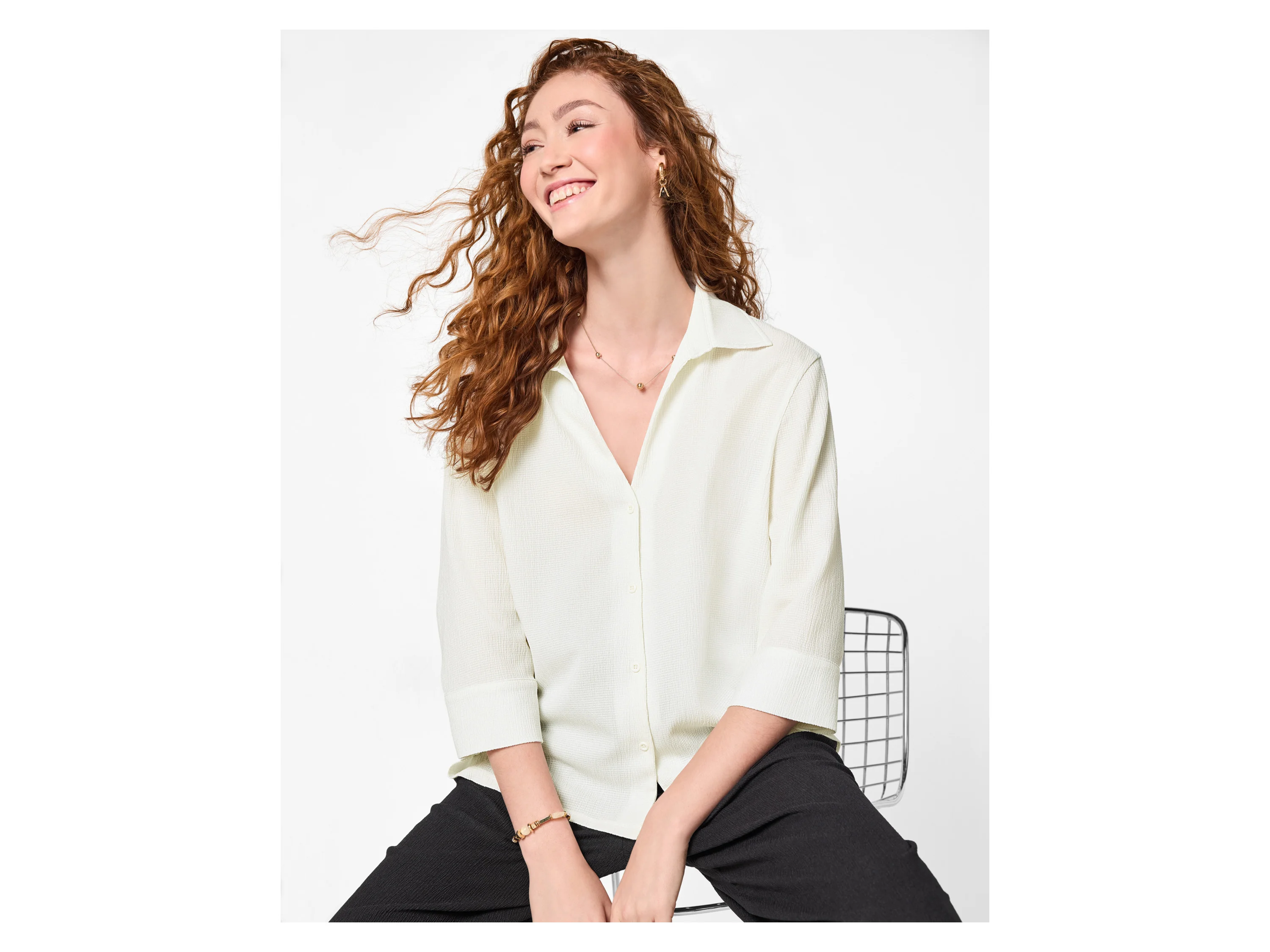 ESMARA® Damen Bluse (Weiß, M(40/42)) – Bild 3 von 4