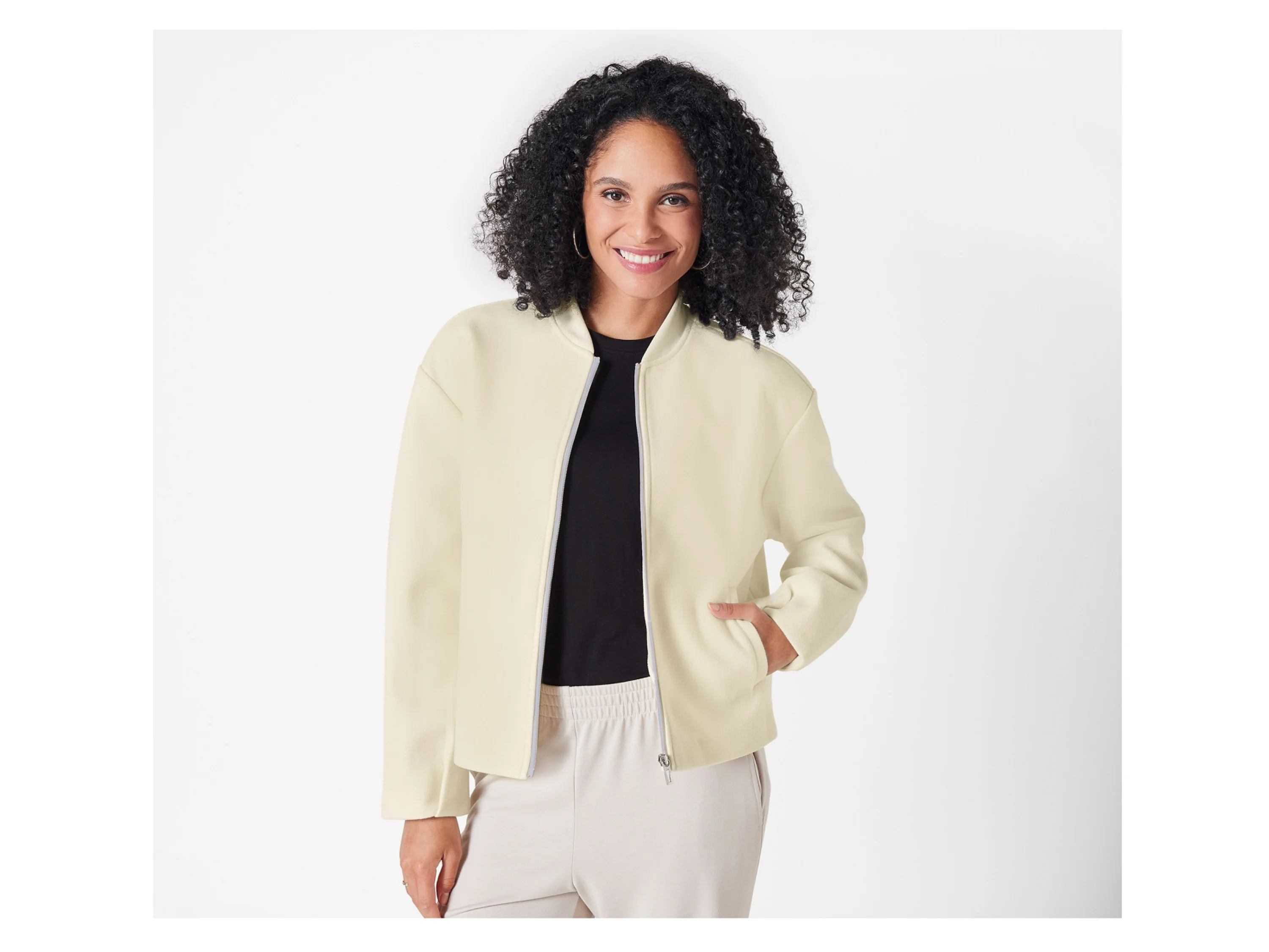 ESMARA® Damen Bomberjacke (Beige, XS(32/34)) – Bild 2 von 3