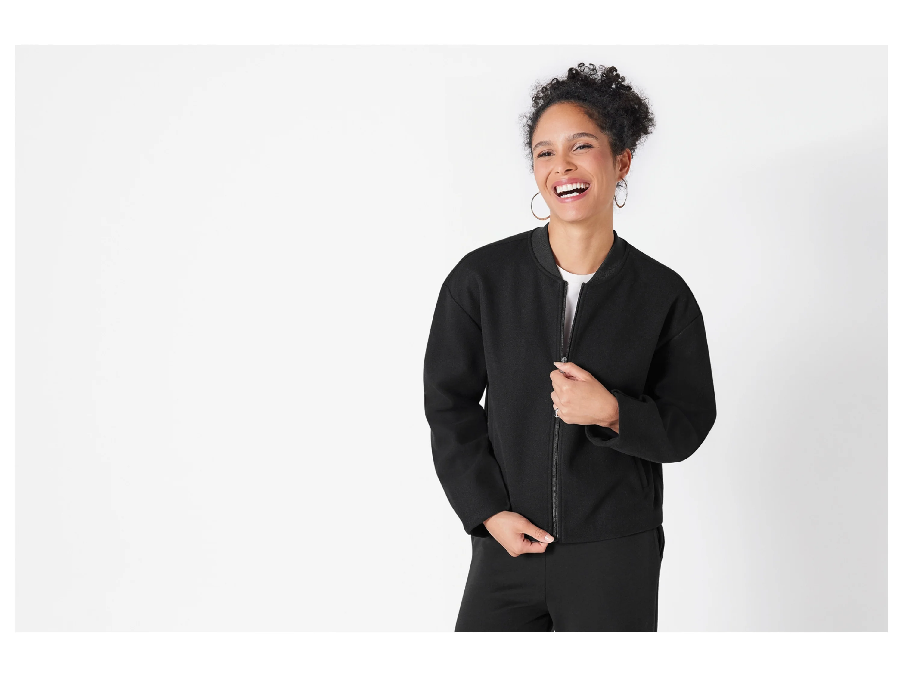 ESMARA® Damen Bomberjacke (Schwarz, L(44/46)) – Bild 2 von 4
