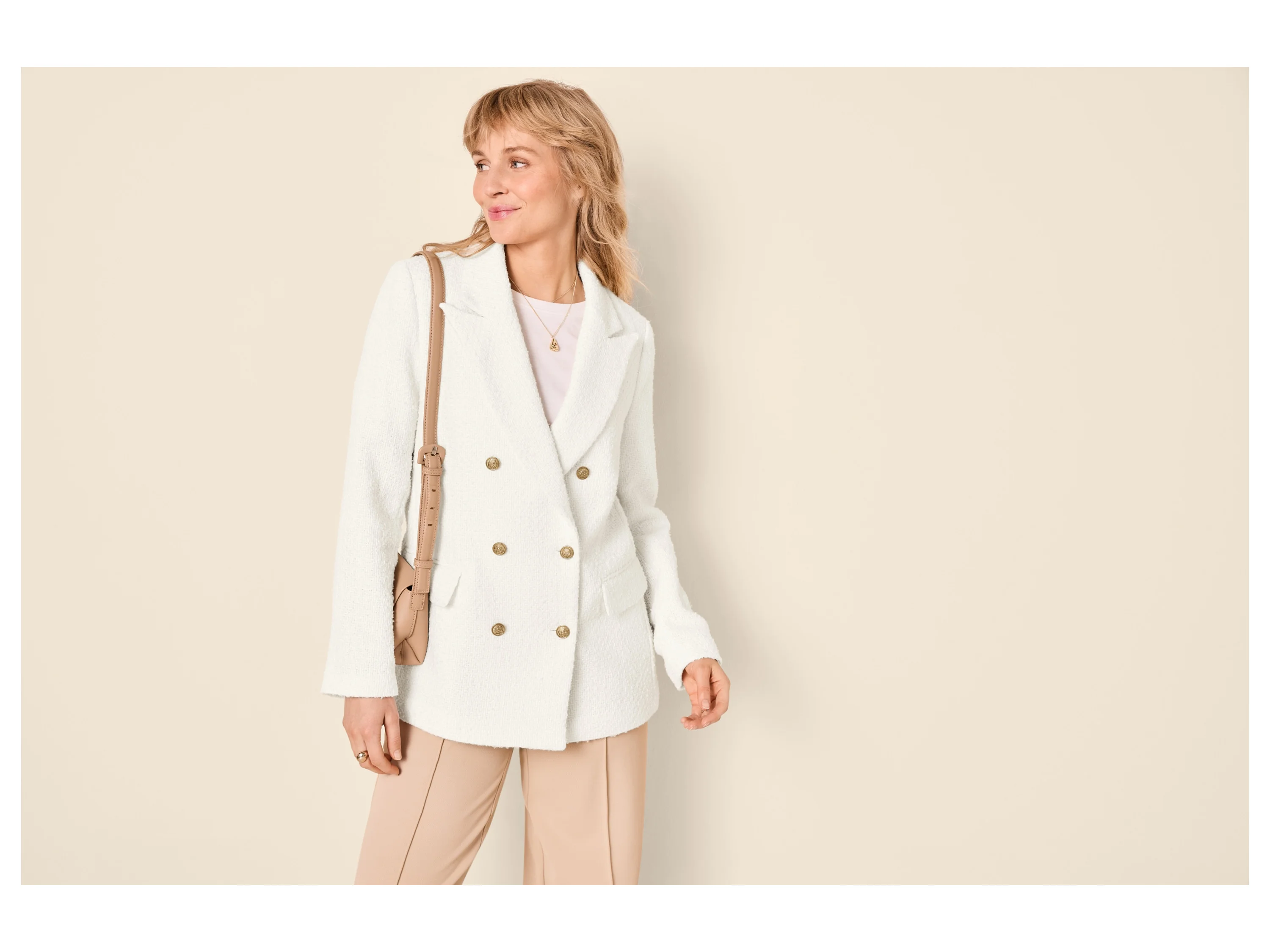ESMARA® Damen Bouclé-Blazer (Creme, 46) – Bild 2 von 4