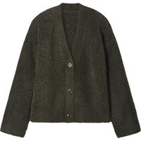 ESMARA® Damen Bouclé-Strickcardigan (Olive, L(44/46))