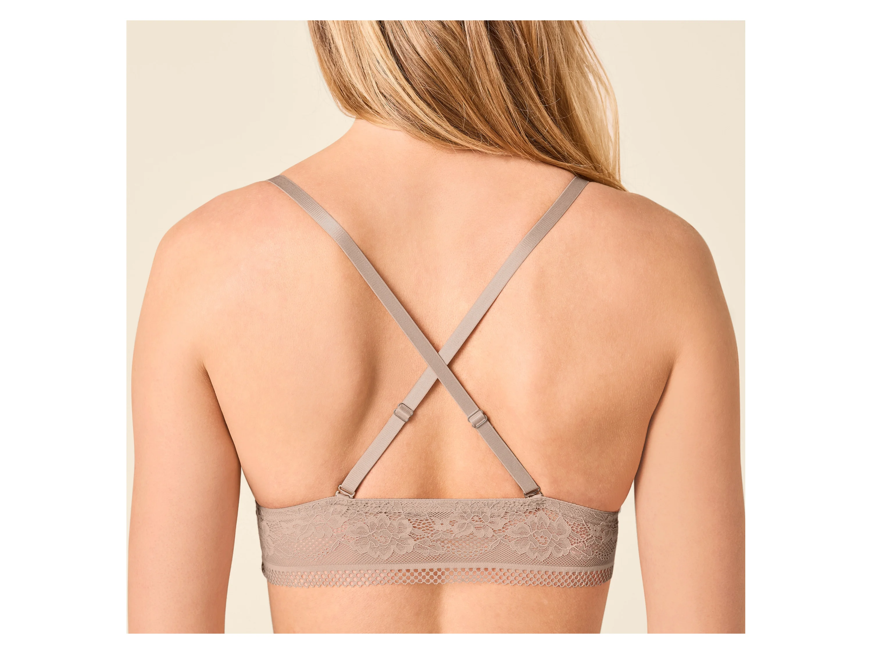 ESMARA® Damen Bralette mit Spitze (Beige, L(44/46)) – Bild 3 von 3