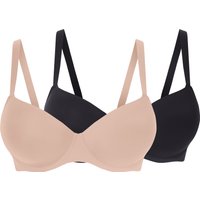 ESMARA® Damen Bügel-BH, 2 Stück (schwarz/beige, 85D)