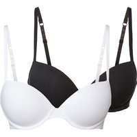ESMARA® Damen Bügel BH, 2 Paar (Schwarz/weiß, 75B)