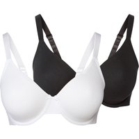ESMARA® Damen Bügel BH gemouldet, 2 Stück (Schwarz/weiß, 90D)