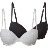 ESMARA® Damen Bügel BH, 2 Paar (Schwarz/Grau, 85C)