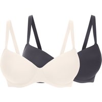 ESMARA® Damen Bügel-BH, 2 Stück (grau/pink, 95C)