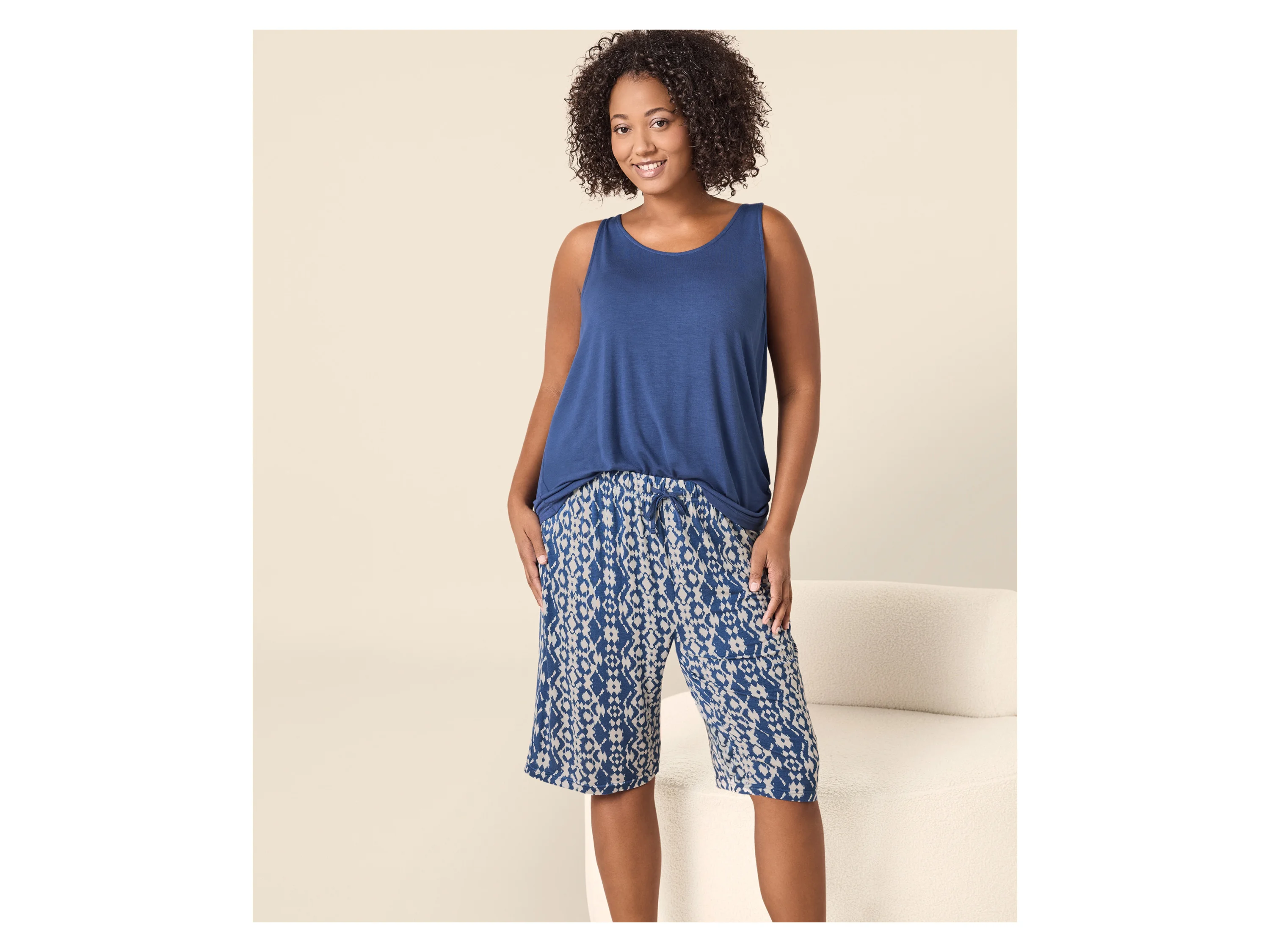 ESMARA® Damen Capri-Pyjama (Blau, XXL (52/54)) – Bild 2 von 4