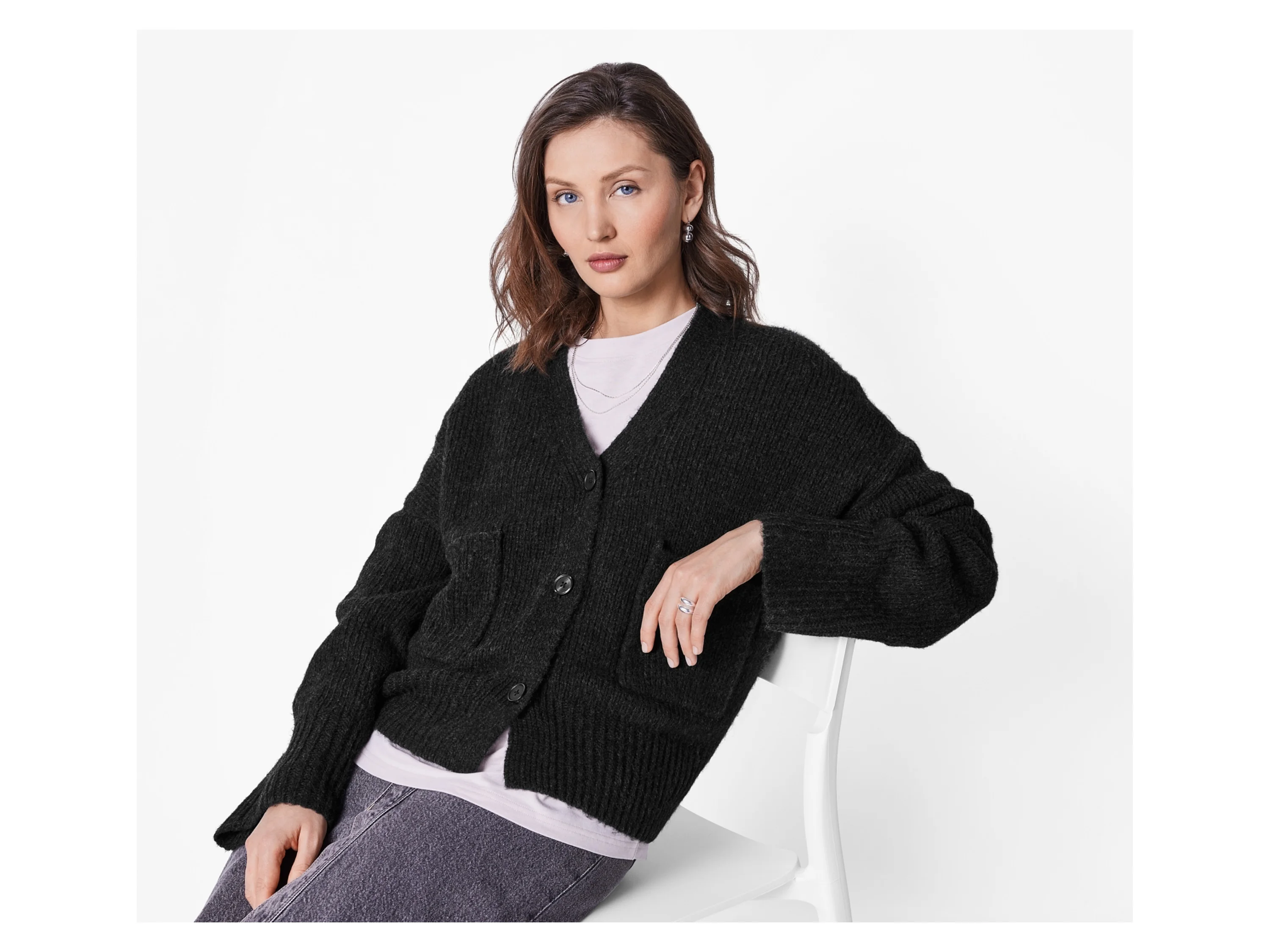 ESMARA® Damen Cardigan, leger geschnitten (Schwarz, M(40/42)) – Bild 2 von 3