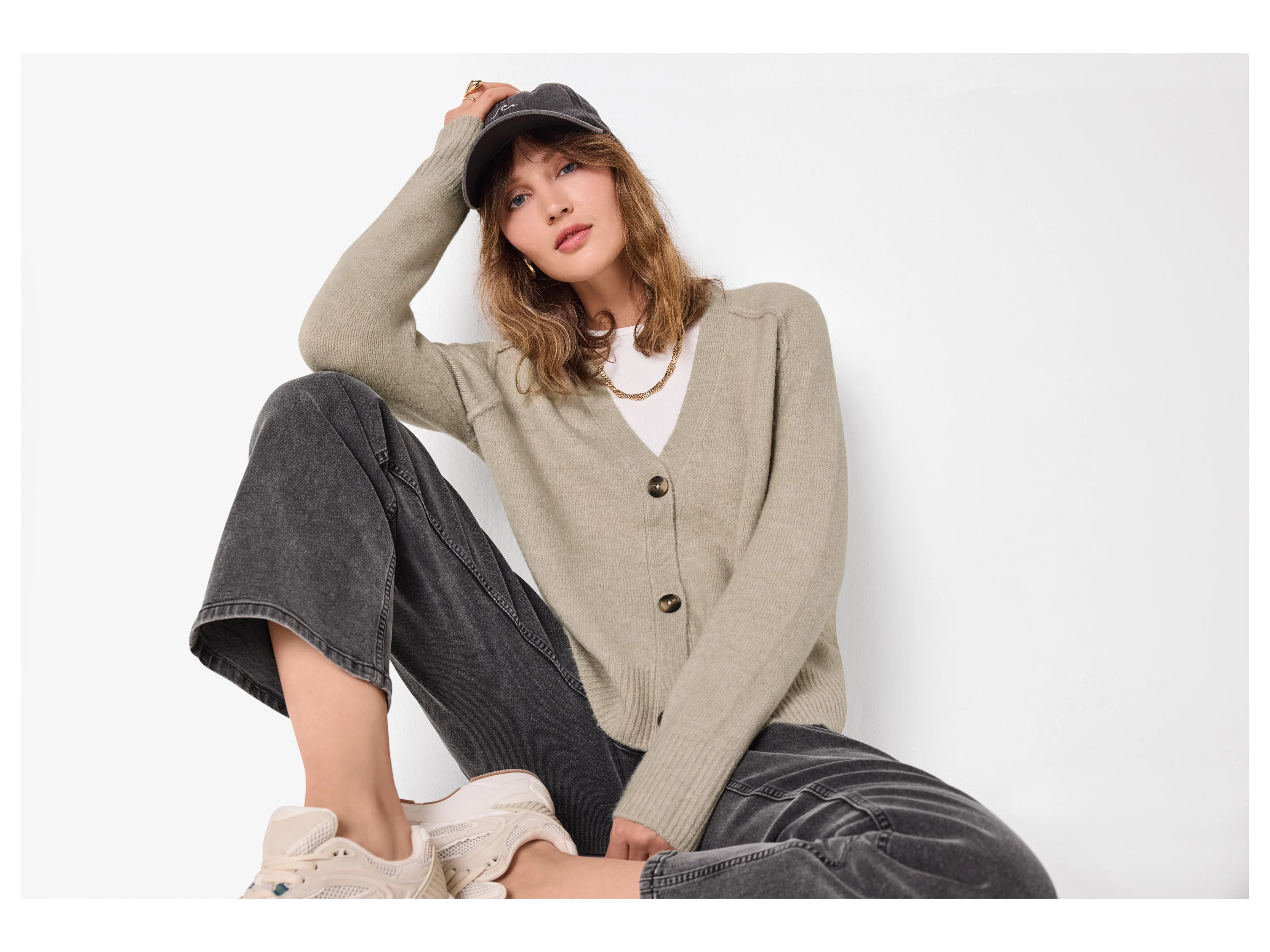 ESMARA® Damen Cardigan Grobstrick (Beige, L(44/46)) – Bild 2 von 3
