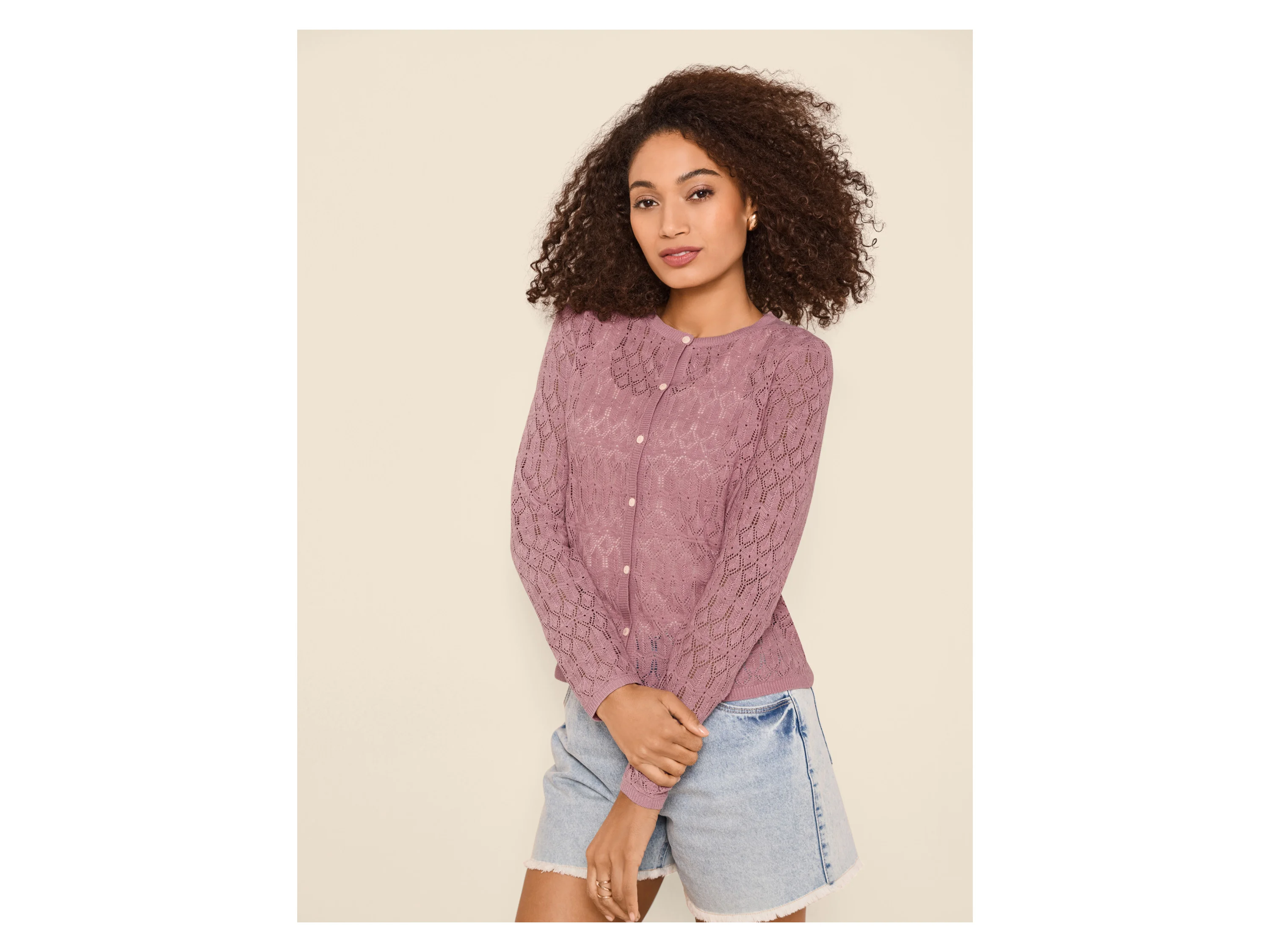 ESMARA® Damen Cardigan mit Leinen (Rose, L(44/46)) – Bild 2 von 3