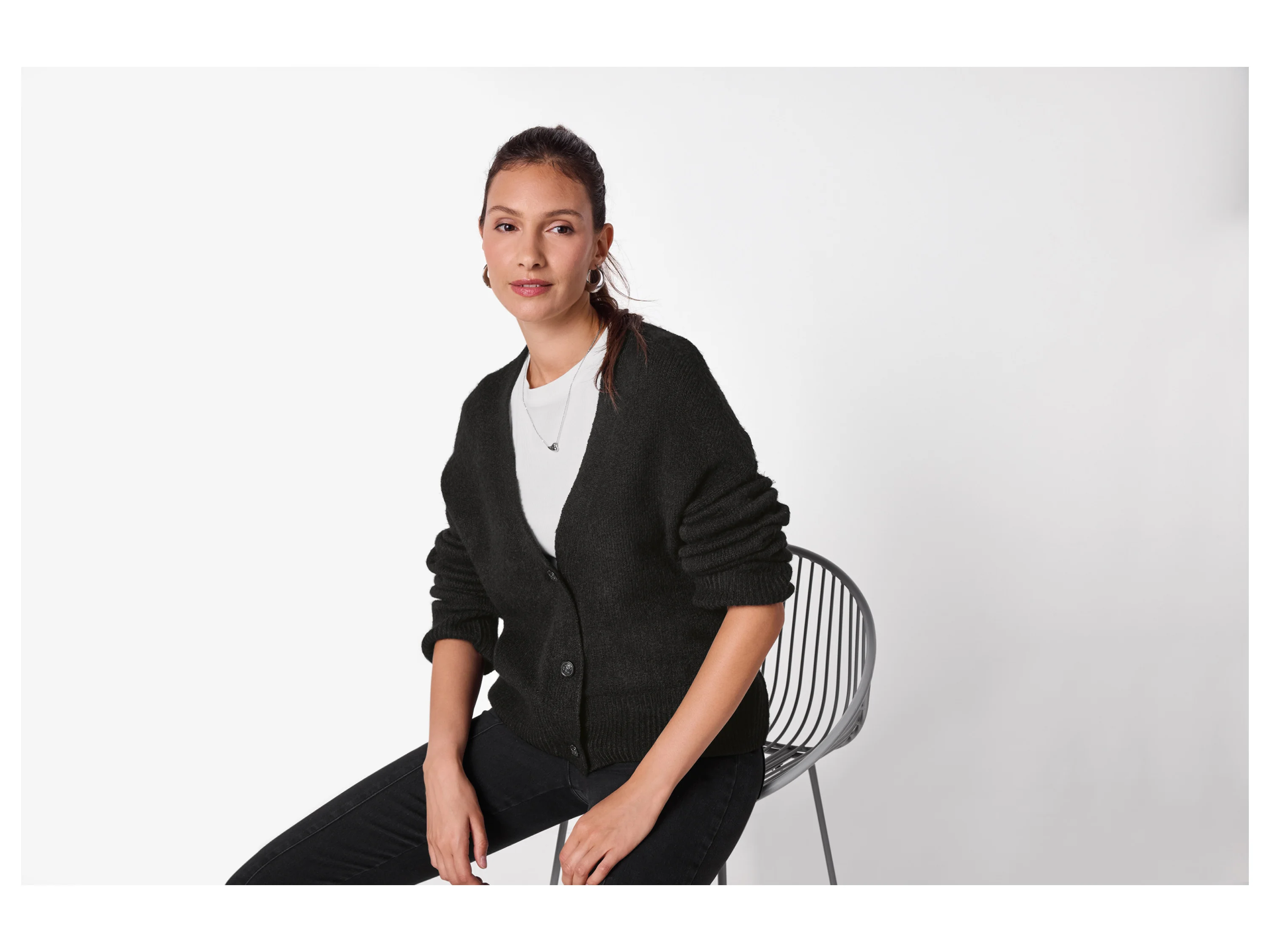 ESMARA® Damen Cardigan (Schwarz, L(44/46)) – Bild 2 von 3