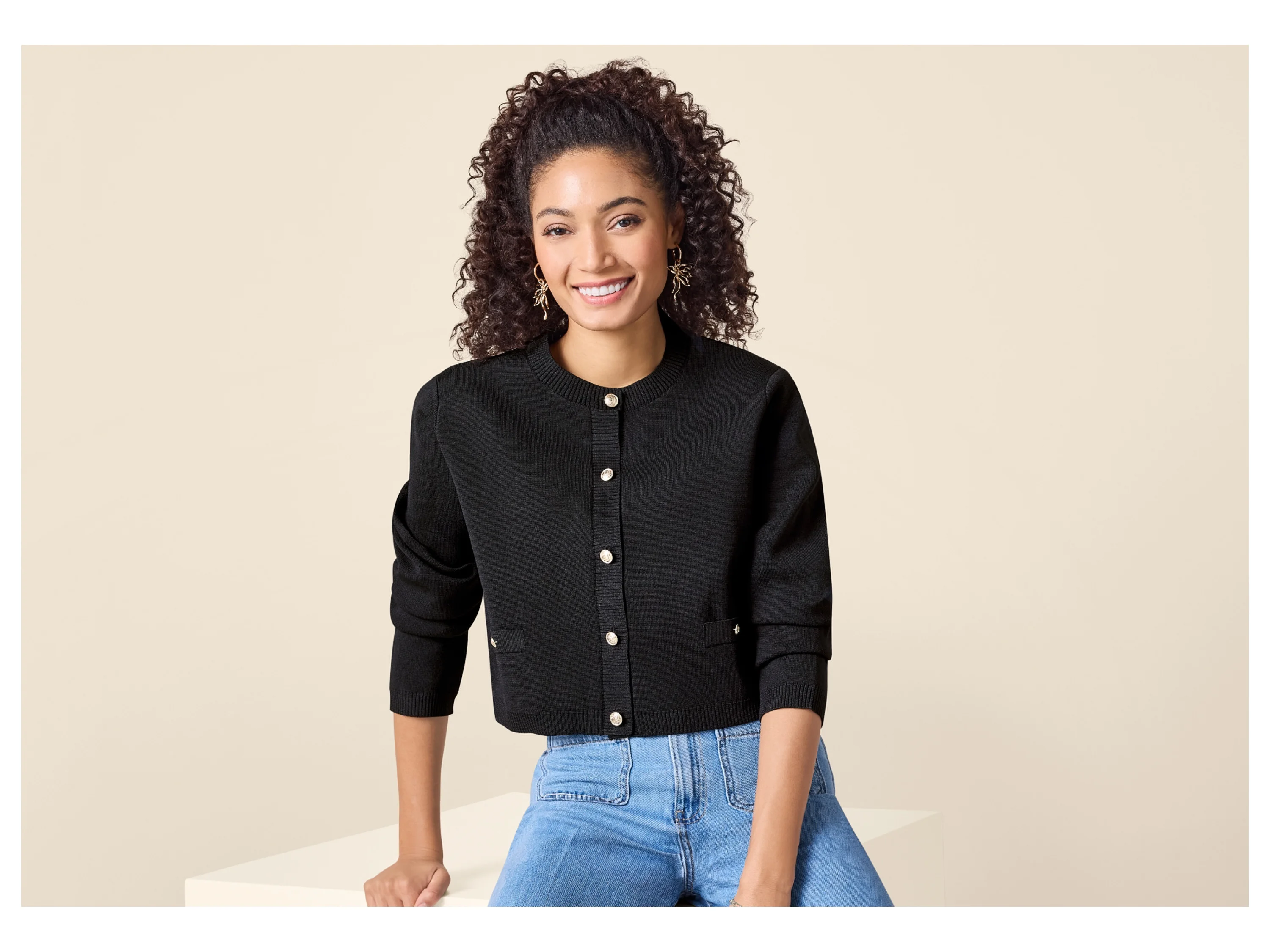 ESMARA® Damen Cardigan (Schwarz, L(44/46)) – Bild 2 von 3